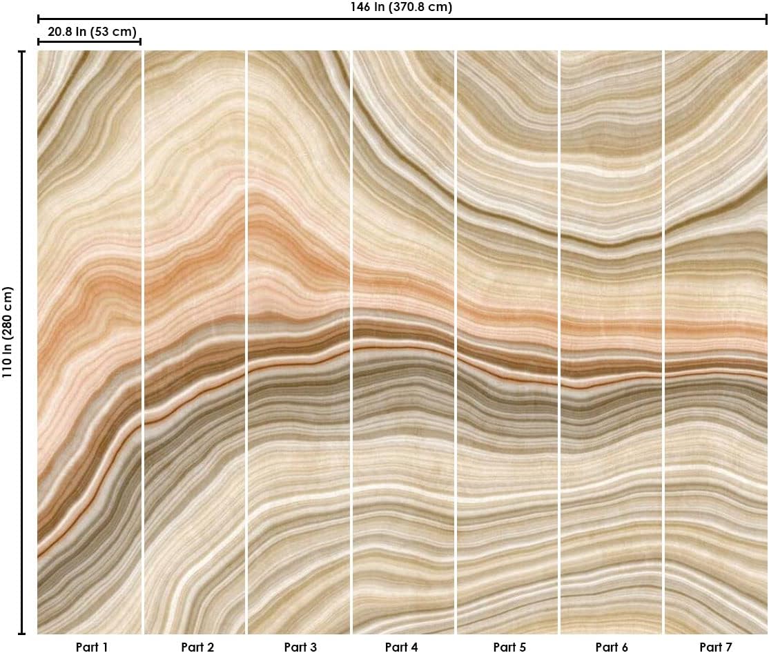 CONCORD WALLCOVERINGS  Papel tapiz vintage para pared con azulejos de ondas, beige, marrón y blanco, 146 pulgadas de ancho x 110 pulgadas de alto, 7