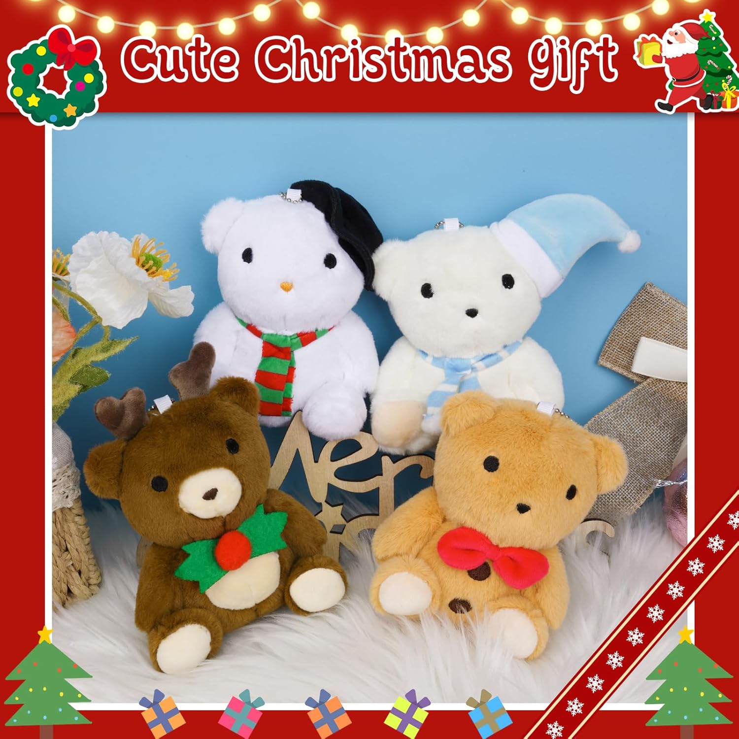 Peluche de Navidad lindo juguete de peluche de Navidad para niños y niñas, Negro –
