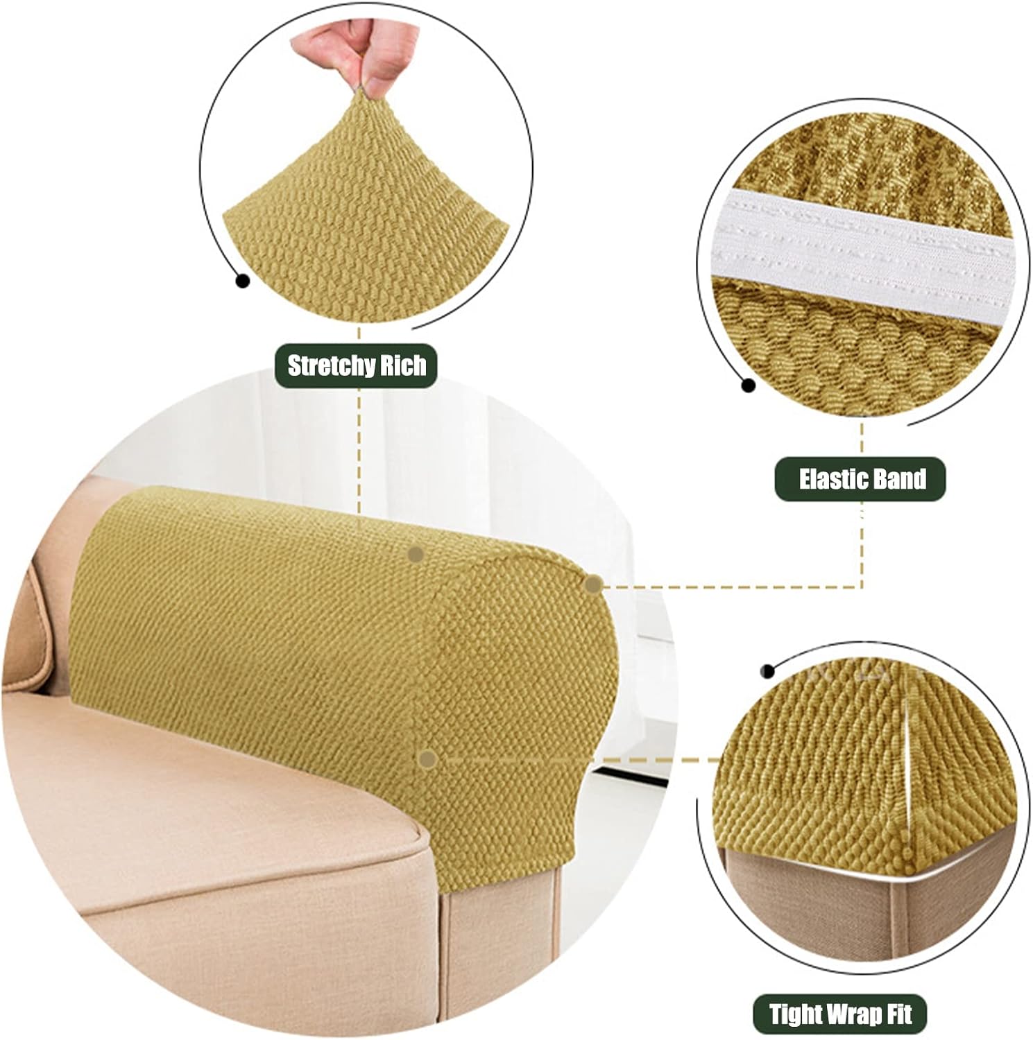 BAGASI Fundas para reposabrazos de sofá, protectores antideslizantes para reposabrazos de sofá, fundas de tela elástica para sillón reclinable,