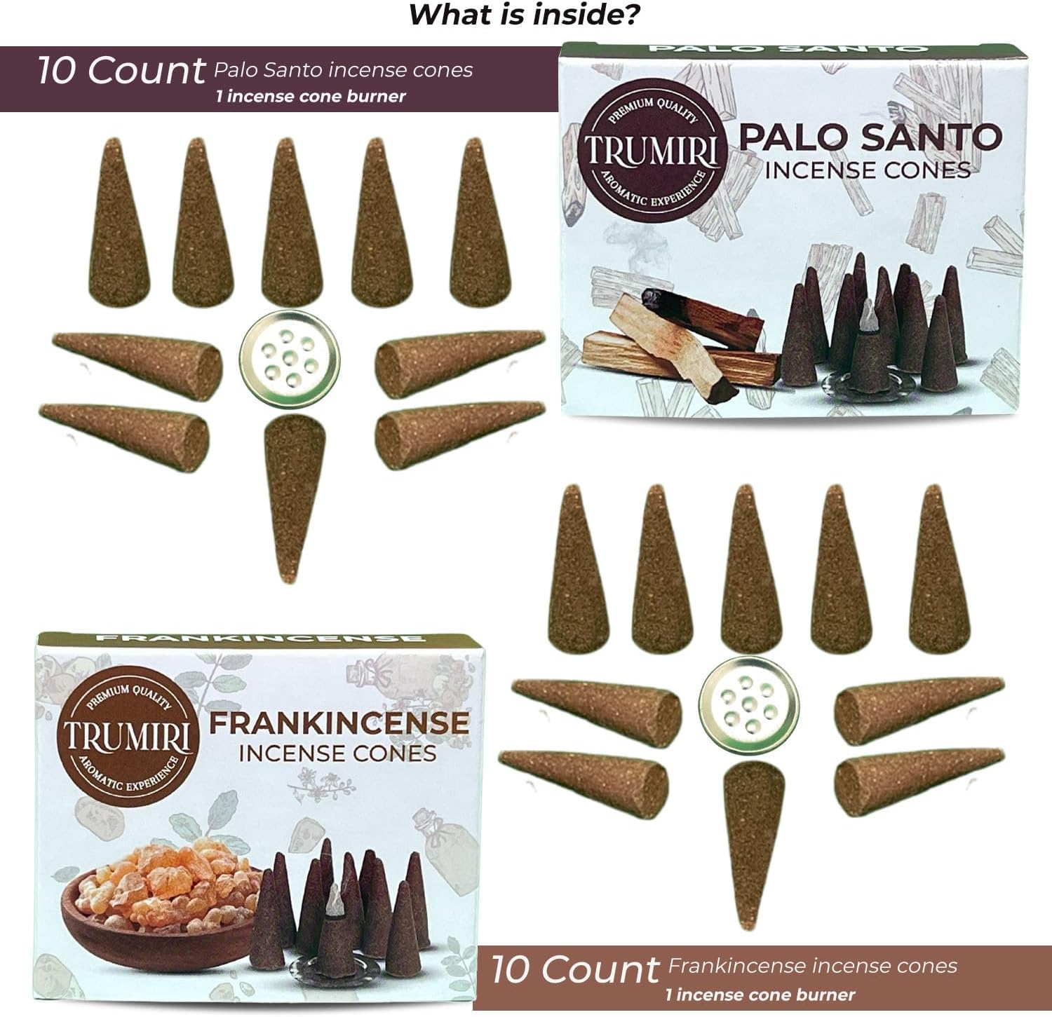 Conos de incienso  Paquete combinado de 20 conos de incienso  10 incienso + 10 Palo Santo  Conos de insencia  Conos de incienso perfumados  Aromas