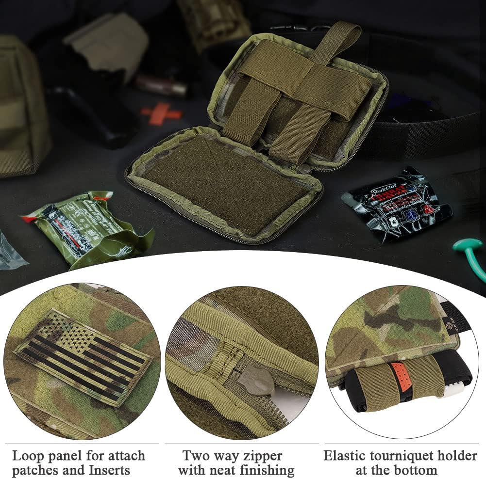 PETAC GEAR Tactical Medical Pouch Compact Admin Belt Pouch EMT First Aid Pouch IFAK Utility Pouch Trauma Kit Organizer Tourniquet Holder