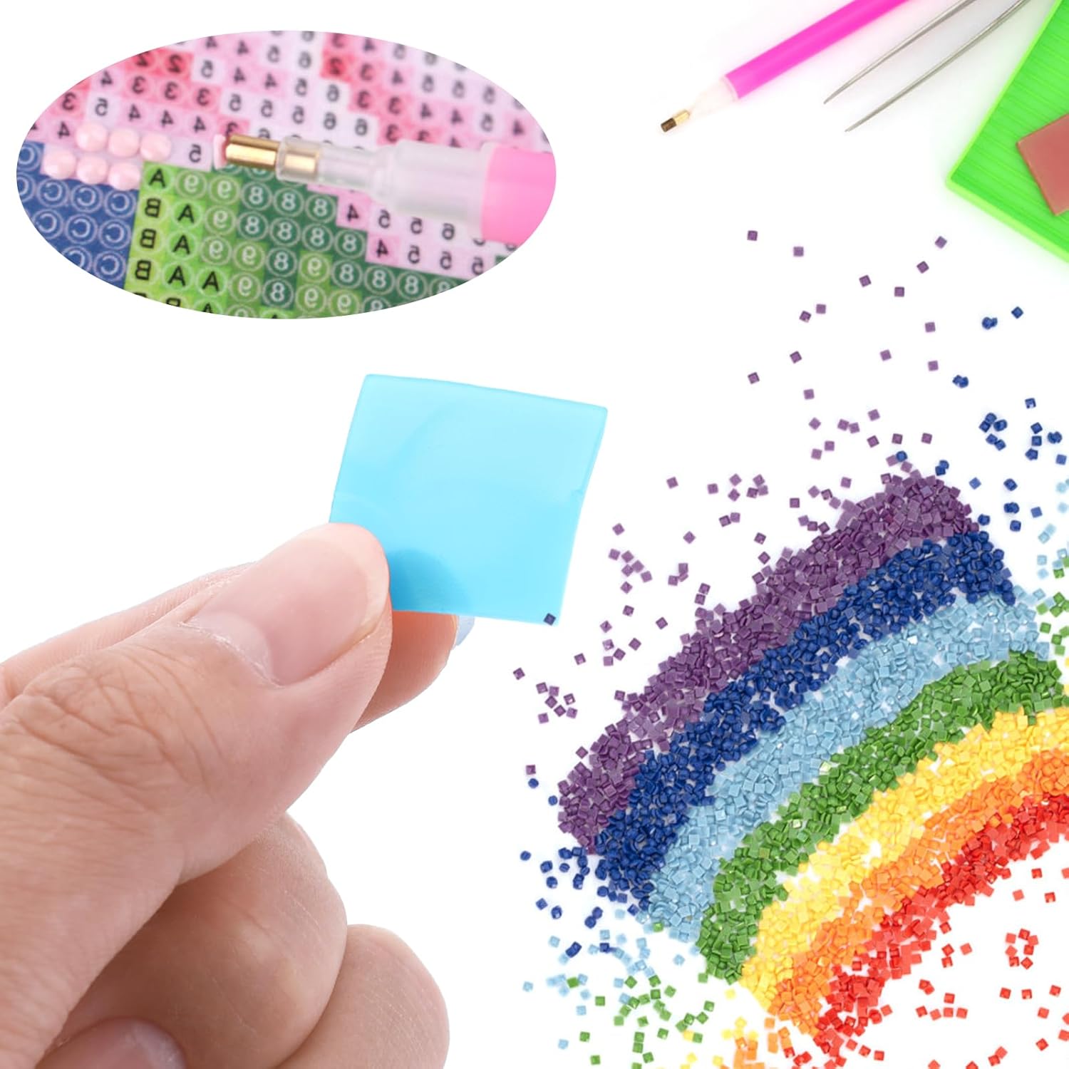80 piezas de arcilla de pegamento de pintura de diamante, 4 colores DIY pegamento de diamante pintura de cera de arcilla herramienta de bordado