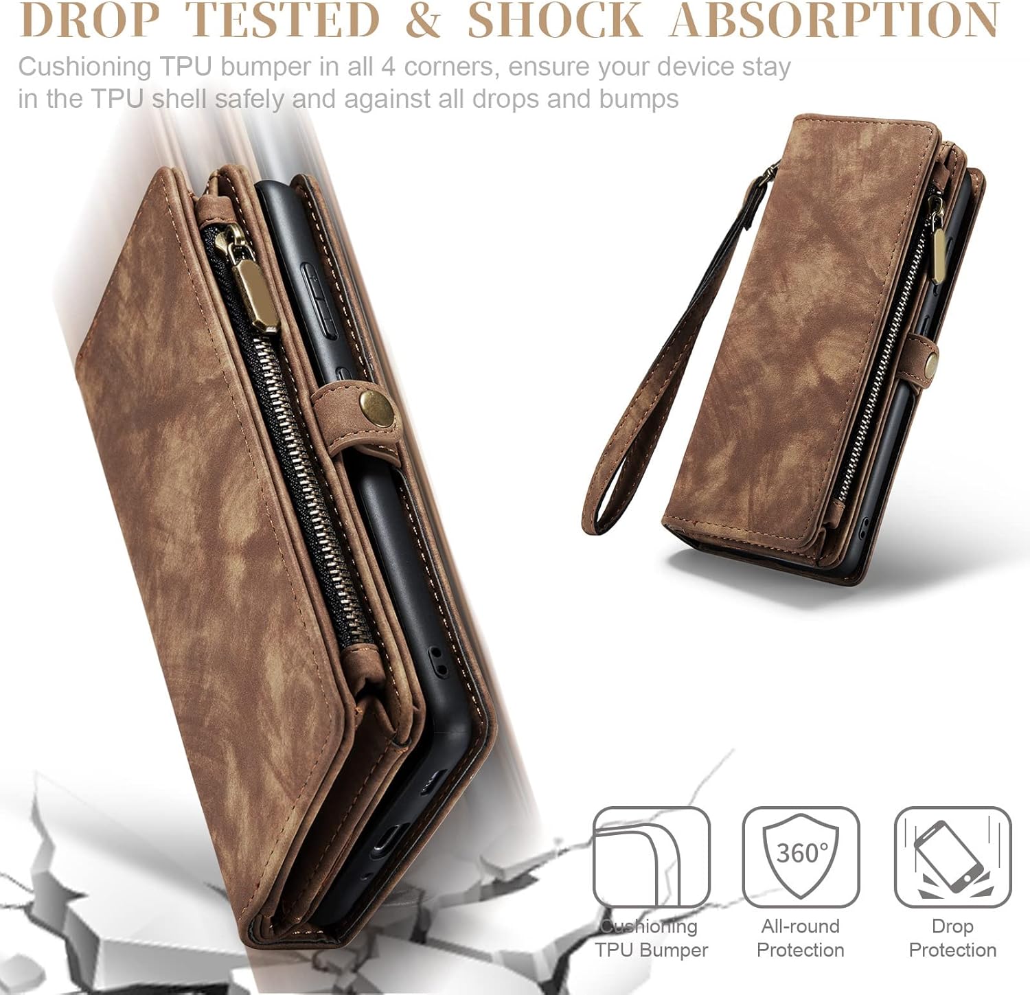Asuwish Funda de teléfono para Samsung Galaxy S20 Ultra Glaxay S20ultra 5G con cremallera, protector de pantalla de vidrio templado y tarjetero