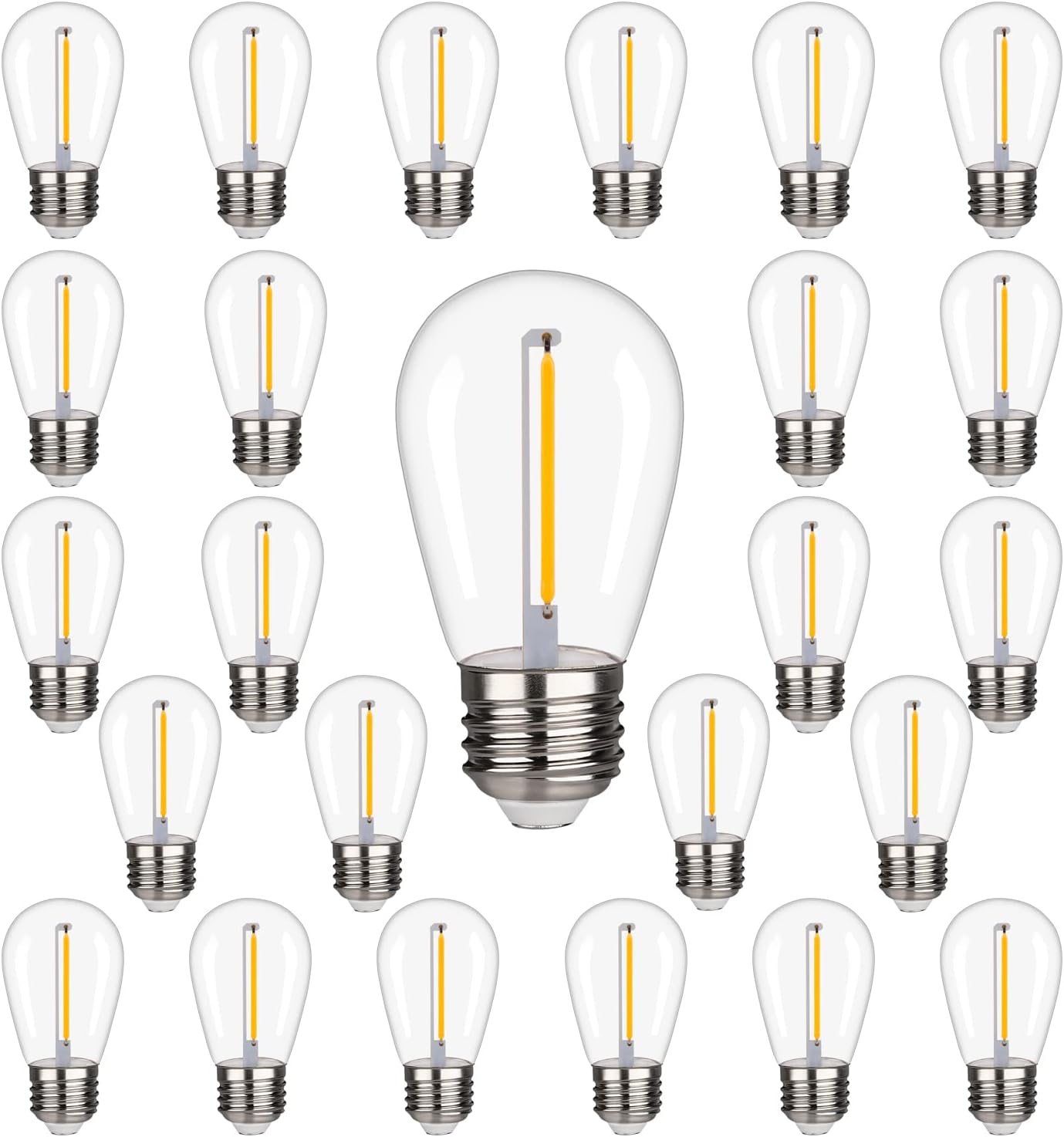 Paquete de 25 bombillas LED S14 para tiras de luces al aire libre, inastillables, equivalente a 10 W, bombilla LED para reemplazar bombillas de