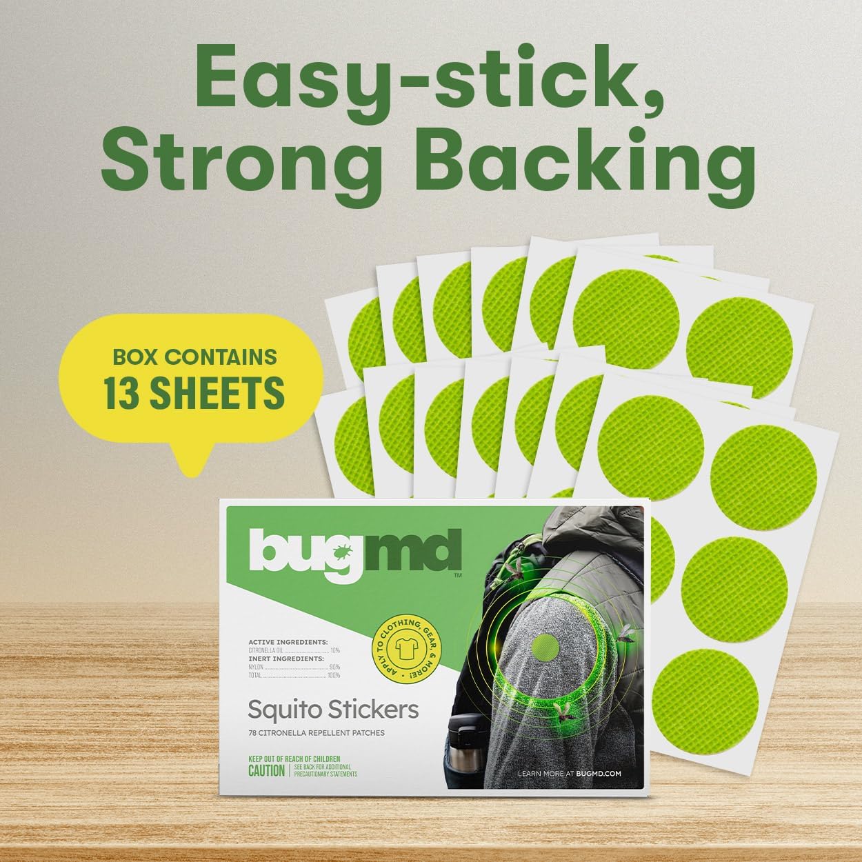 BugMD Squito Stickers Mosquito Repellent Patch Stickers for Adult (78 Pack), Safe and Effective Insect Repellent Patches for Adults Toddlers, Kids