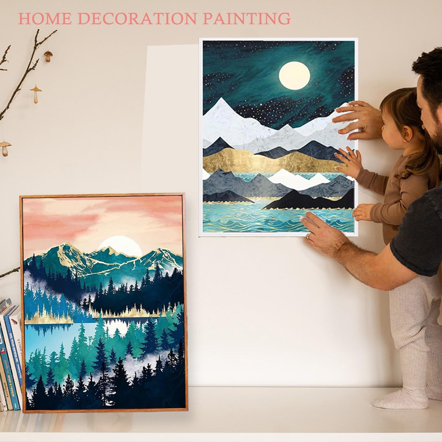 Paquete de 4 kits de pintura por números para adultos y niños, kits de pintura por números en lienzo, sin marco, pintura al óleo de color, pinturas