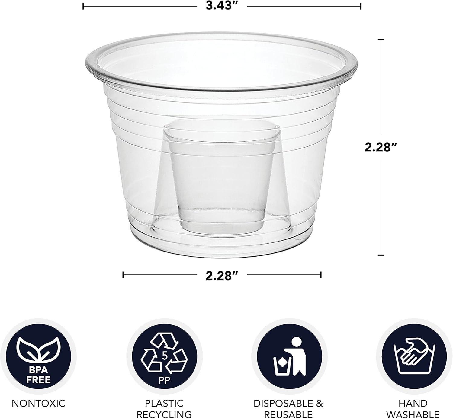 Party Essentials Jager Blaster – Vasos de plástico suave, 3 onzas, 100 unidades, transparentes