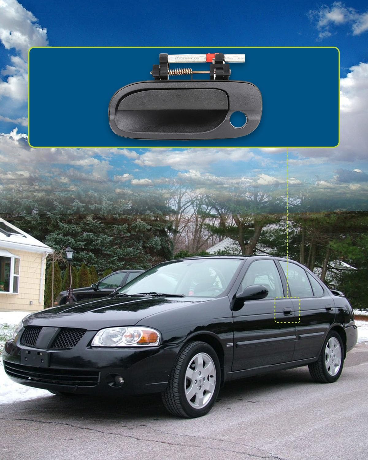 LUJUNTEC Manija de puerta exterior, manija de puerta delantera, lado izquierdo, repuesto para Nissan 2000-2006 para Sentra, 1 manija negra con