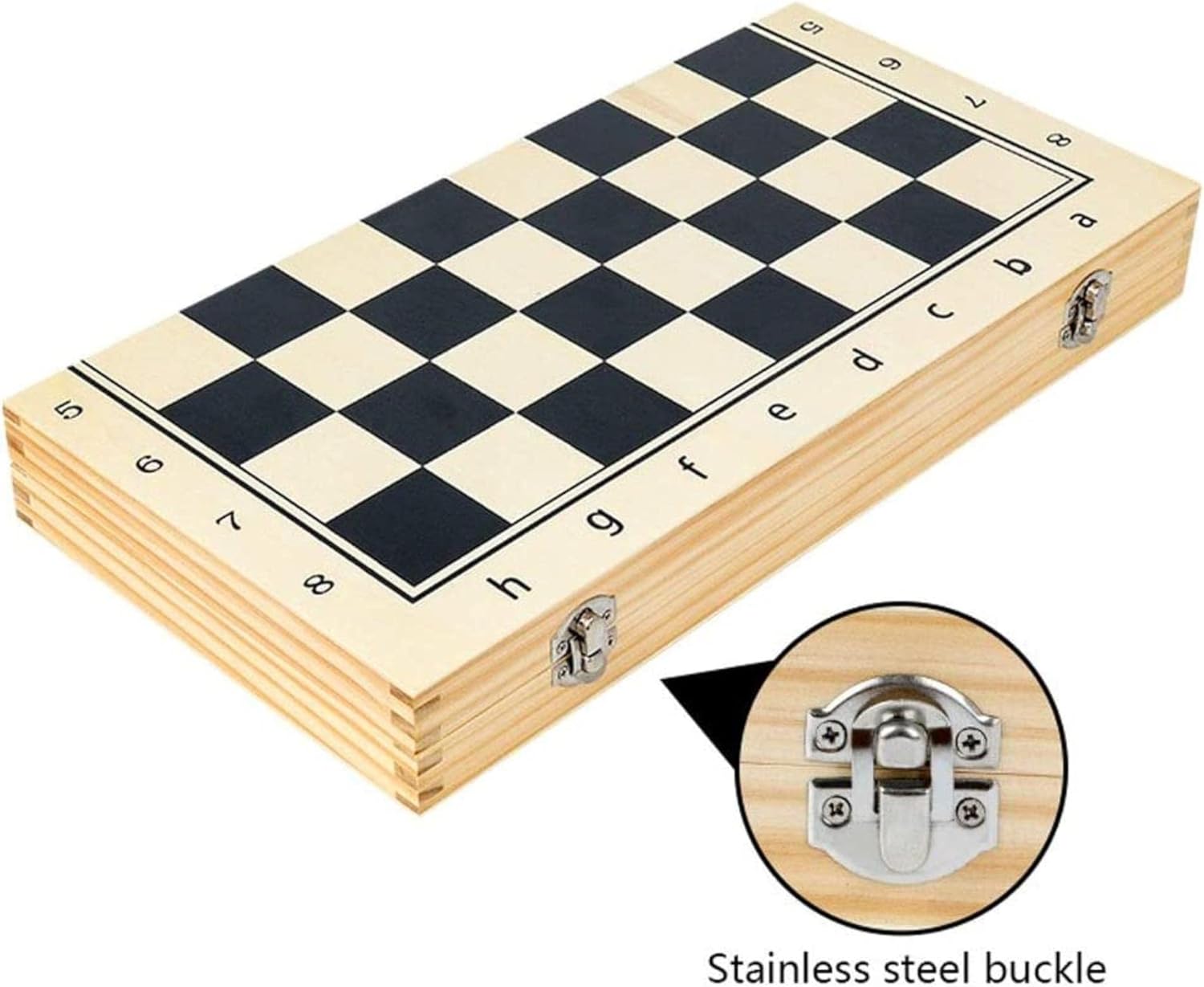 ROLTIN Chess Set Foldable Magnetic Chess Set Wooden Chess Board Game Set with Crafted Chesspiece & Storage Slots 2 Extra Queen Board Games