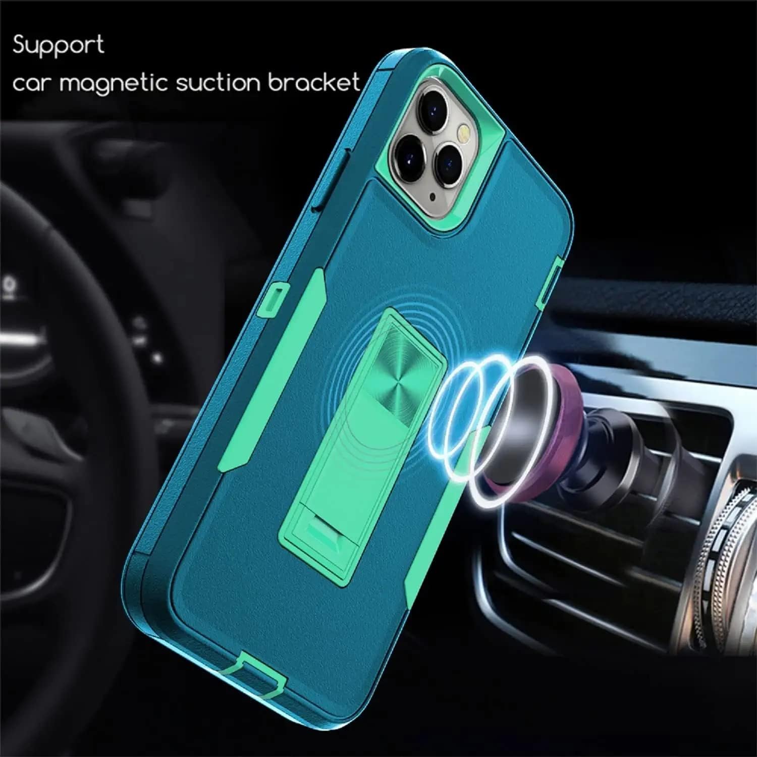 wulibox Funda de diseño profesional para iPhone 11 Pro Max con soporte, protección contra caídas de grado militar, apta para soporte magnético de