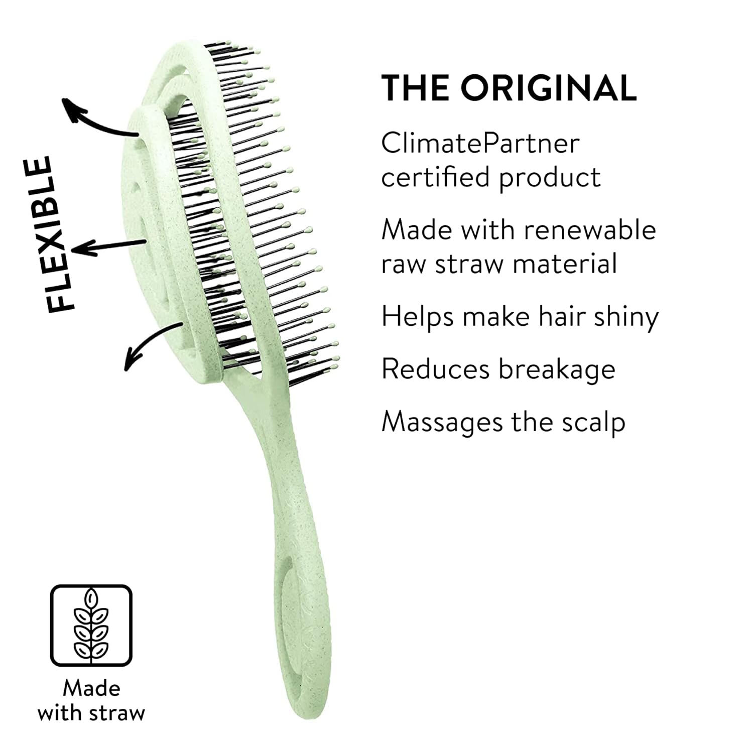 Cepillo desenredante orgánico  Cepillos desenredantes sin tirones para cabello grueso y rizado natural  Cepillo de paja neutro para clima vegano