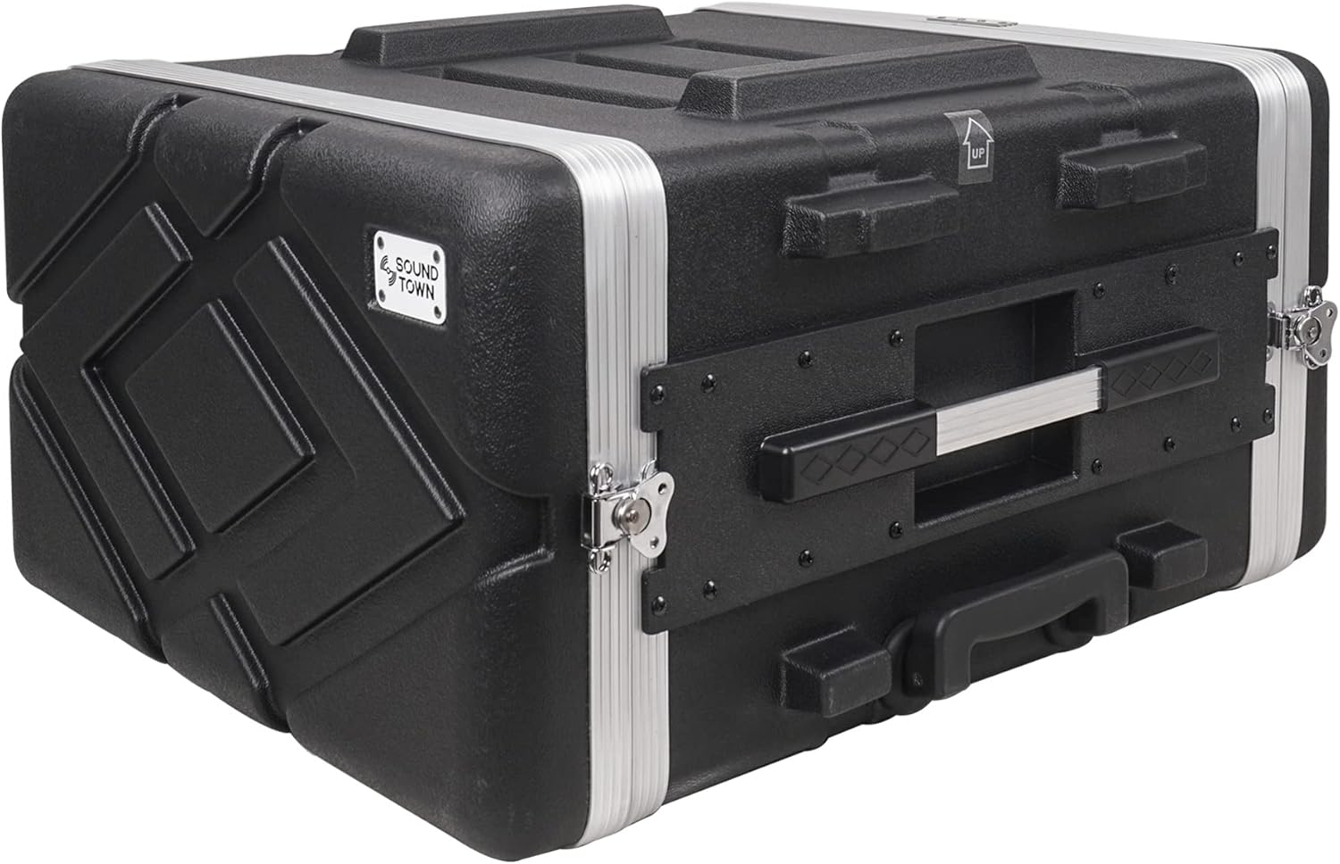 Sound Town Estuche ligero de 6U PA DJ RackRoad con espacio en rack de 5U, construcción de ABS, profundidad de 19 pulgadas, mango retráctil, ruedas y
