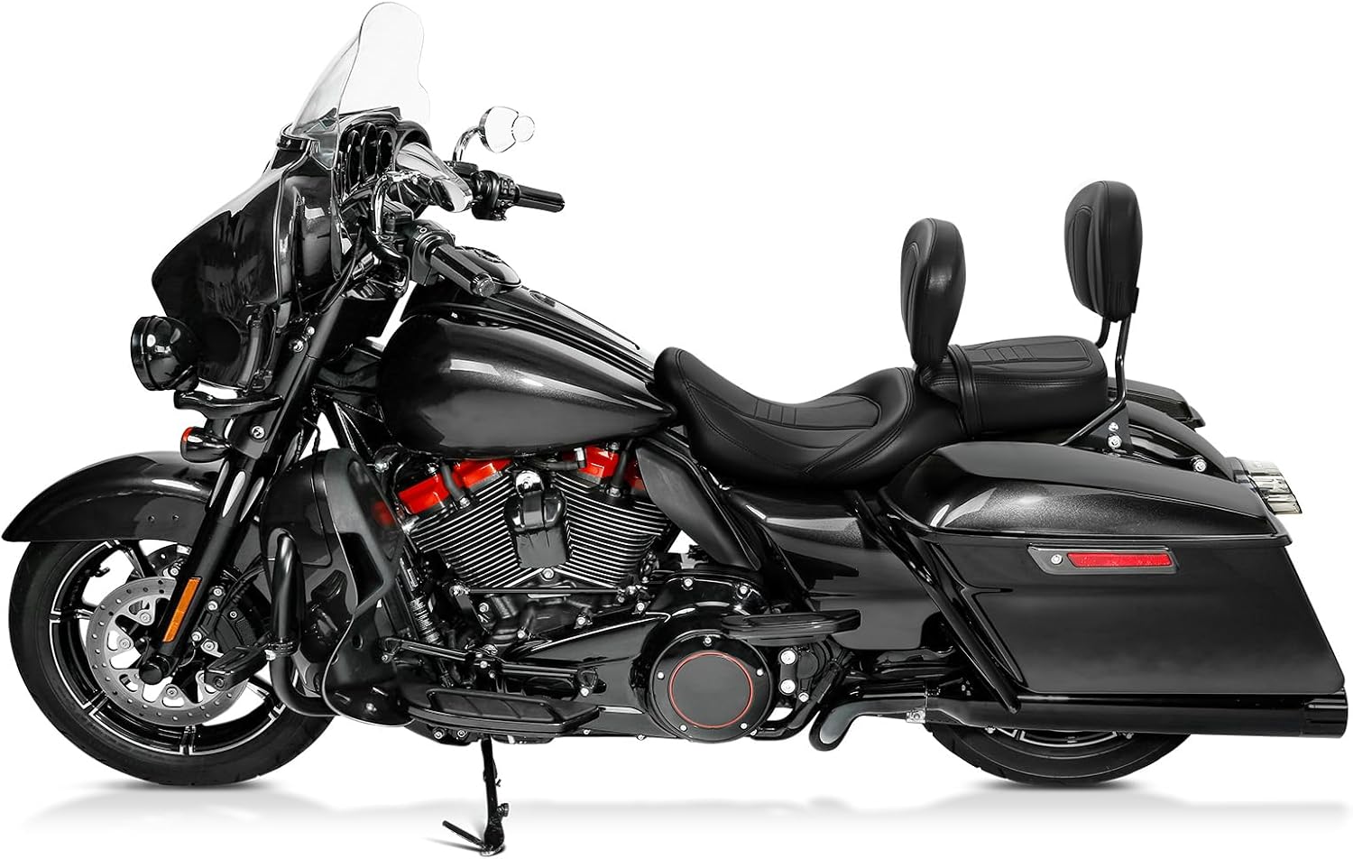TCT-MOTORPARTS Asiento de pasajero de perfil bajo para motocicleta, respaldo del conductor, barra Sissy para Harley Touring CVO Road King Street