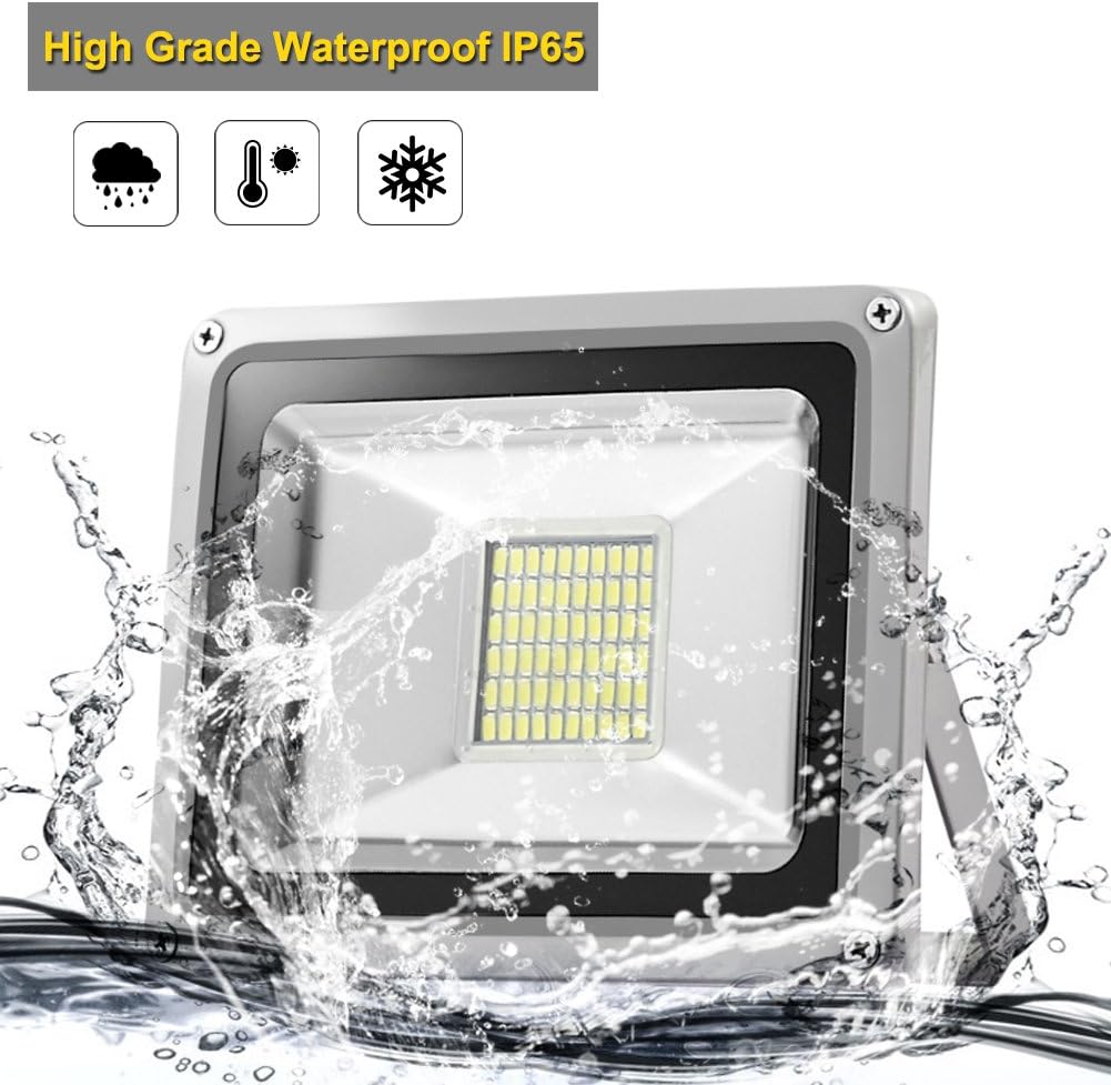 Paquete de 10 luces LED de 30 W, foco para exteriores, impermeable, IP65, 6000-6500K, 3300 lm, luces de seguridad para garaje, jardín, césped, patio
