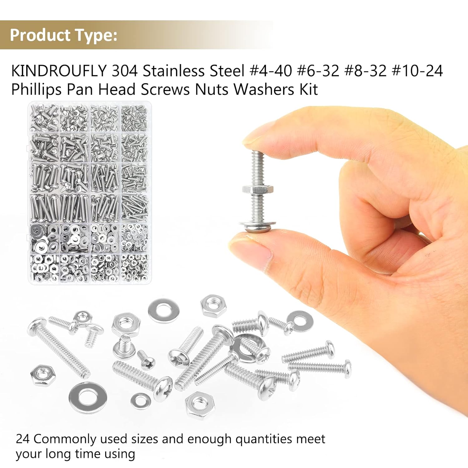722 piezas #4-40#6-32#8-32#10-24, kit surtido de tornillos de máquina Phillips de cabeza plana, acero inoxidable 304, rosca totalmente a máquina