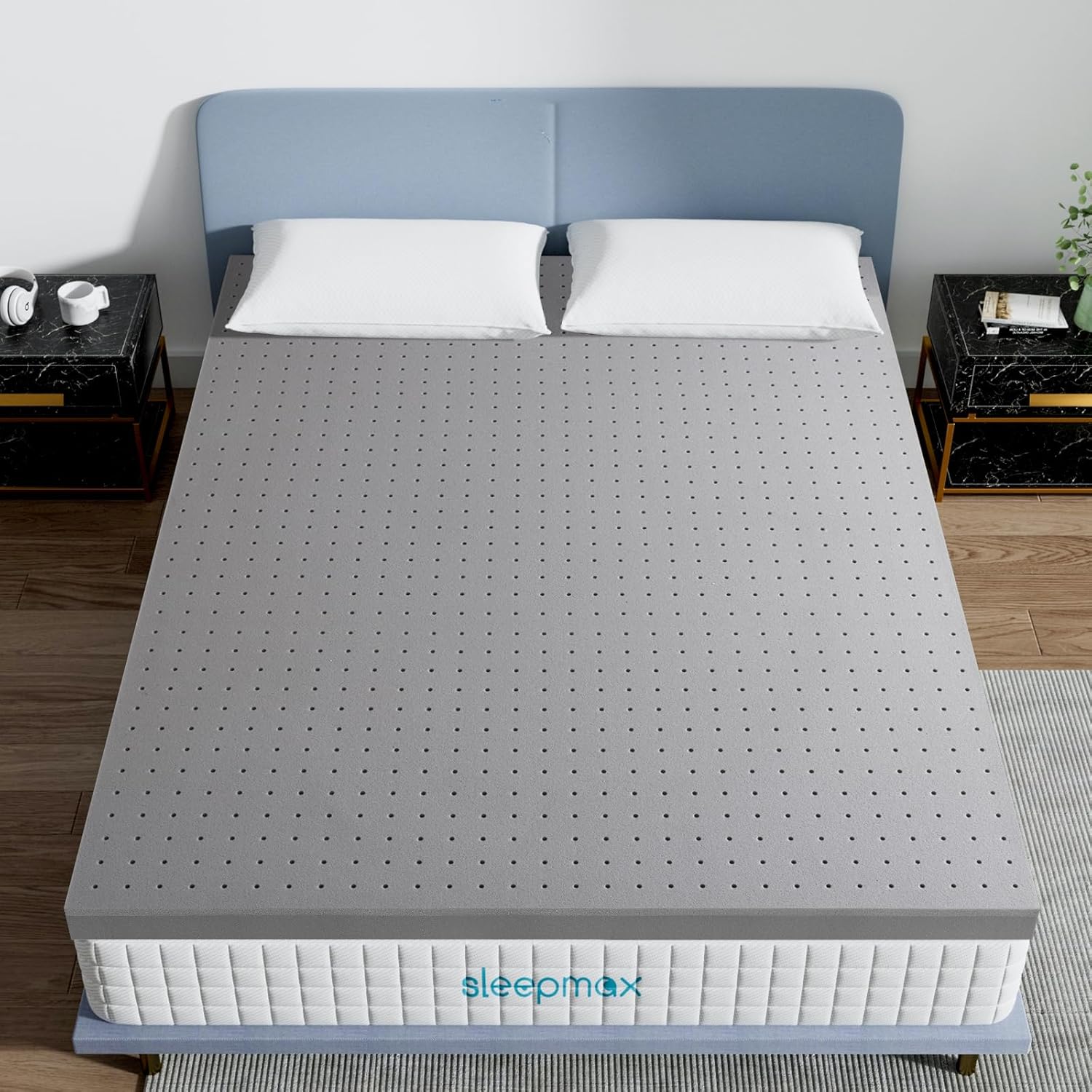 Sleepmax Cubrecolchón firme de 3 pulgadas, tamaño individual, cubrecolchón de espuma viscoelástica extra firme para aliviar el dolor, cubrecolchón