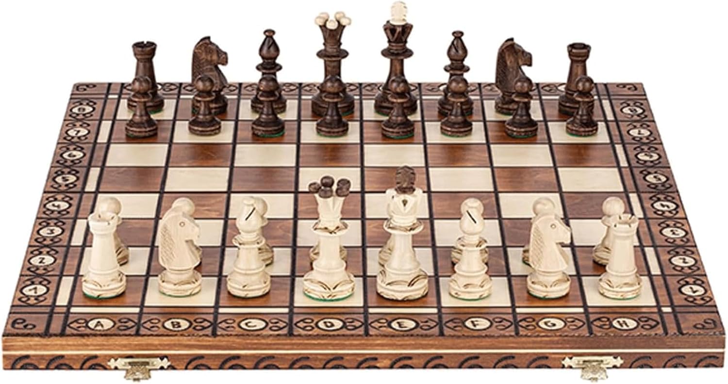 GAENZA Nuevo juego de ajedrez profesional, juego de ajedrez de madera plegable con piezas de ajedrez y ranuras de almacenamiento, juegos de mesa