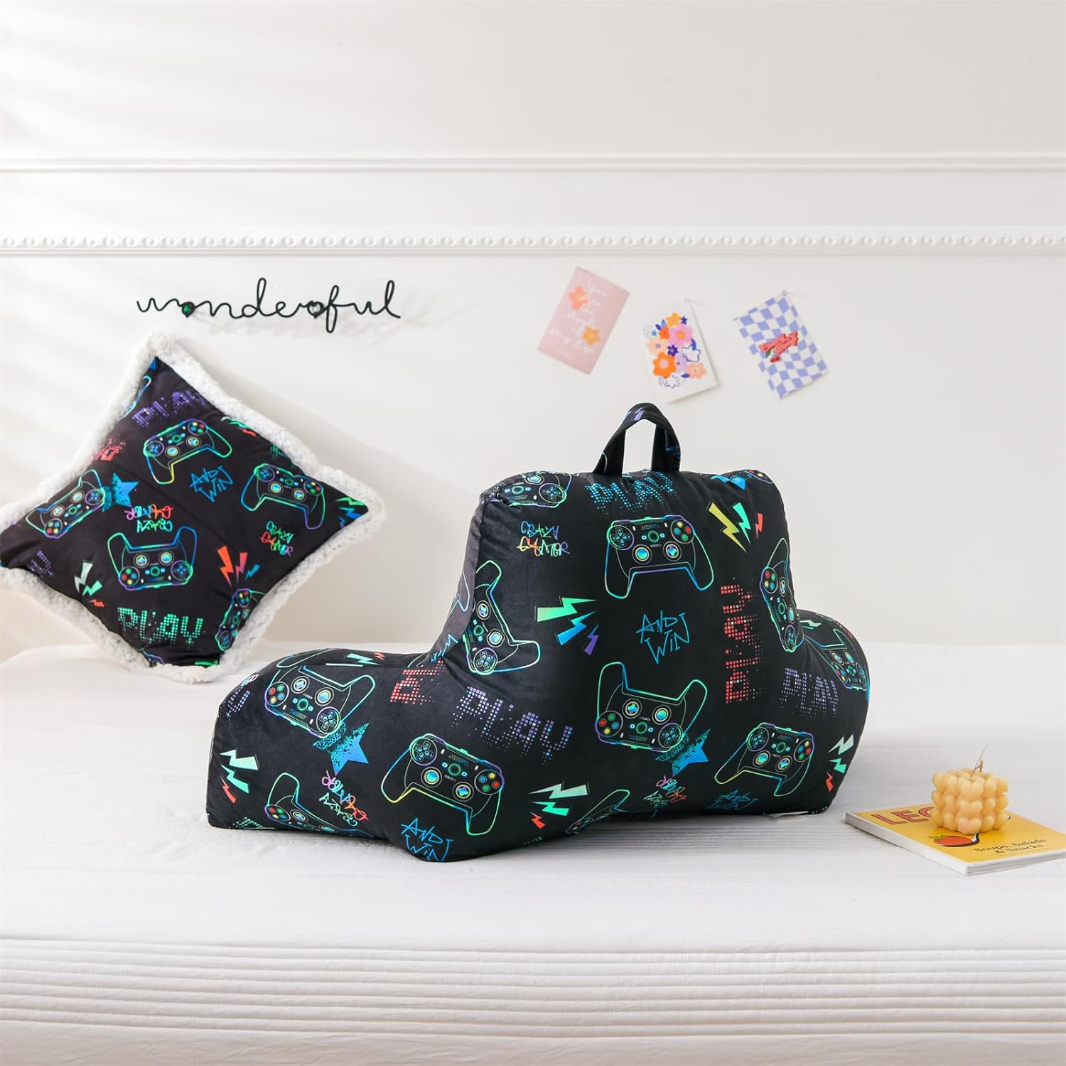 A Nice Night Almohada de descanso para la espalda de los niños para leer y ver la televisión, almohada de descanso para descansar con cómodo apoyo