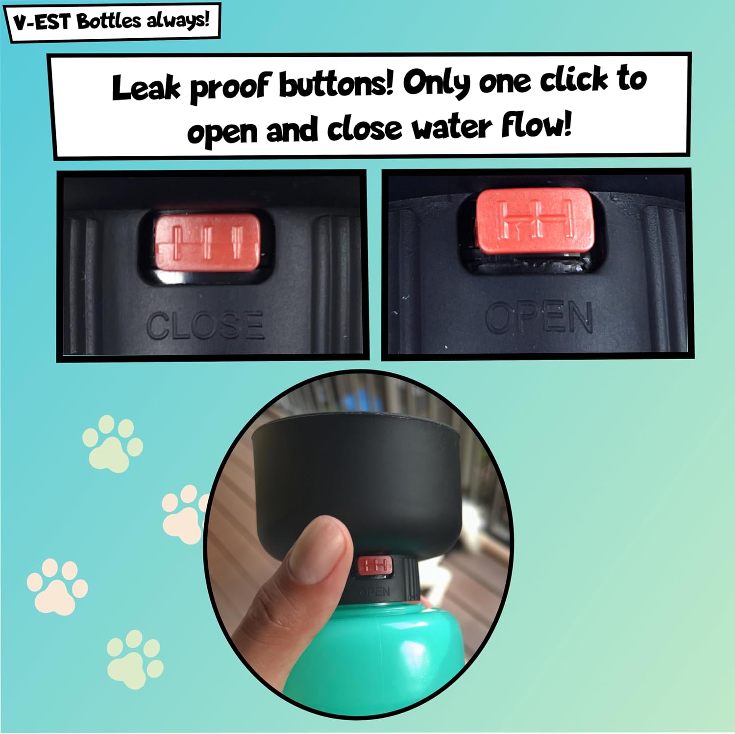 V-EST Botella de agua para perros  Botella de agua de viaje para perros  Botella para perro  Tazón de agua de viaje para mascotas  Botella de agua