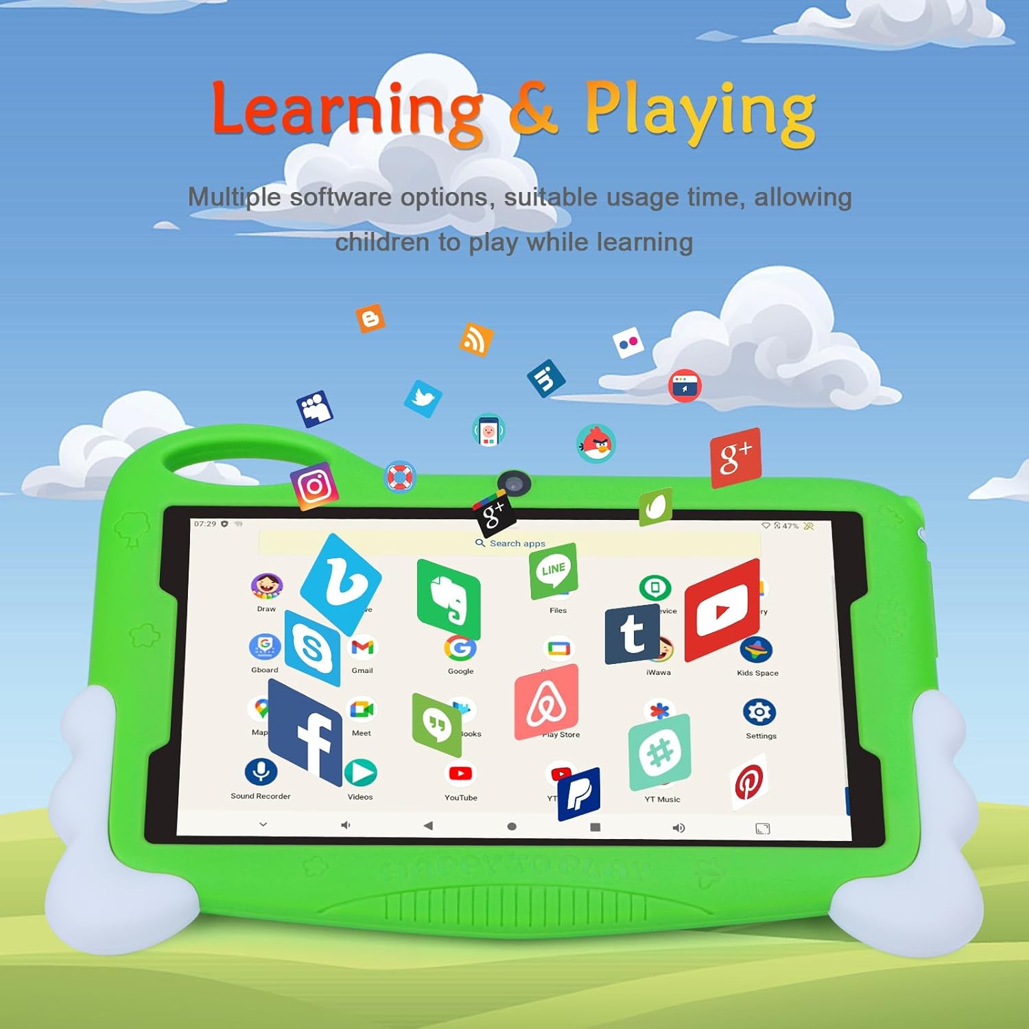 C idea Tablet Android 13 para niños, tabletas de 7 pulgadas para niños de 2 a 5 años, 2 GB+32 GB de almacenamiento, memoria expandible de 64 GB,