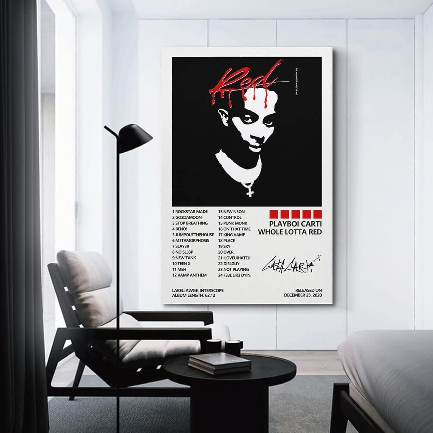 SUANYE Póster de Playboi Carti Whole Lotta Red para dormitorio, pintura decorativa estética, arte de pared, 16 x 24 pulgadas (15.7 x 23.6 in)