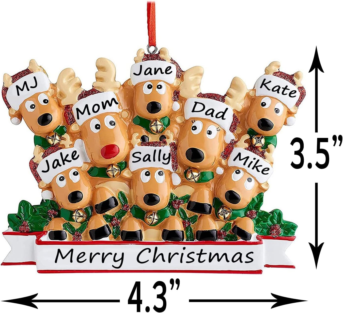 Slavna Adornos de Navidad personalizados 2023, familia de 2345678, adornos de Navidad de ciervo, regalos personalizados para árbol de Navidad,