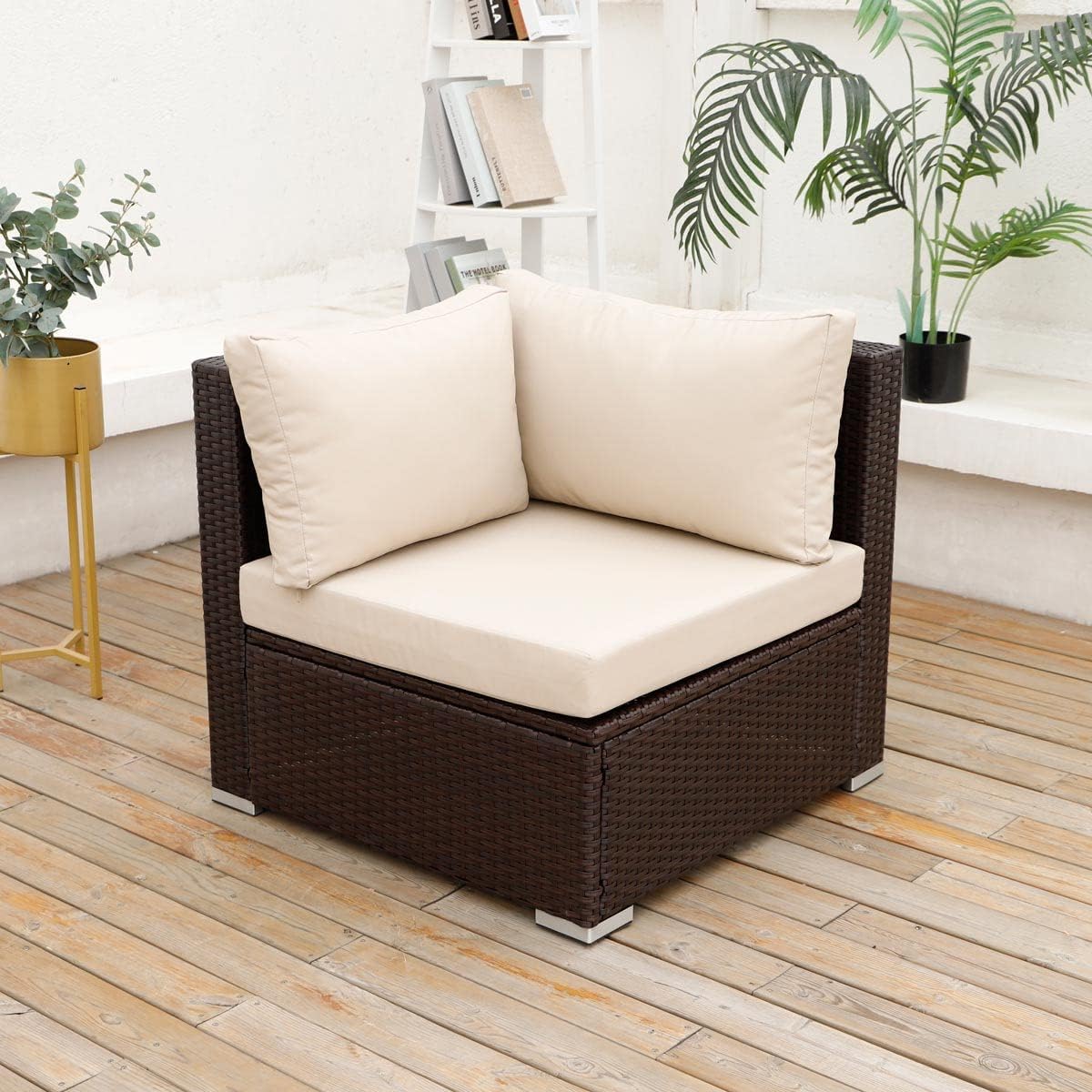 NICESOUL Muebles modulares de mimbre para exteriores, muebles de patio, sofá de ratán, seccionales, juego de conversación de mimbre, espacio libre