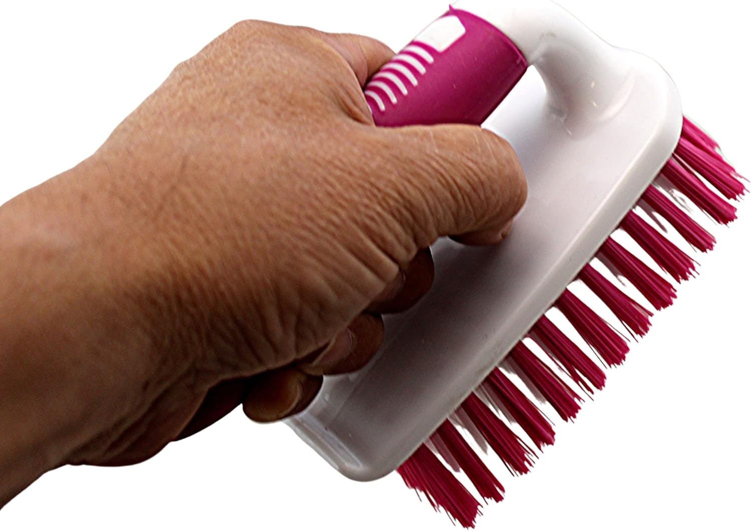 Dependable Industries Inc. Essentials Cepillo de limpieza cómodo con agarre de goma y cerdas rígidas flexibles resistentes para baño, ducha,