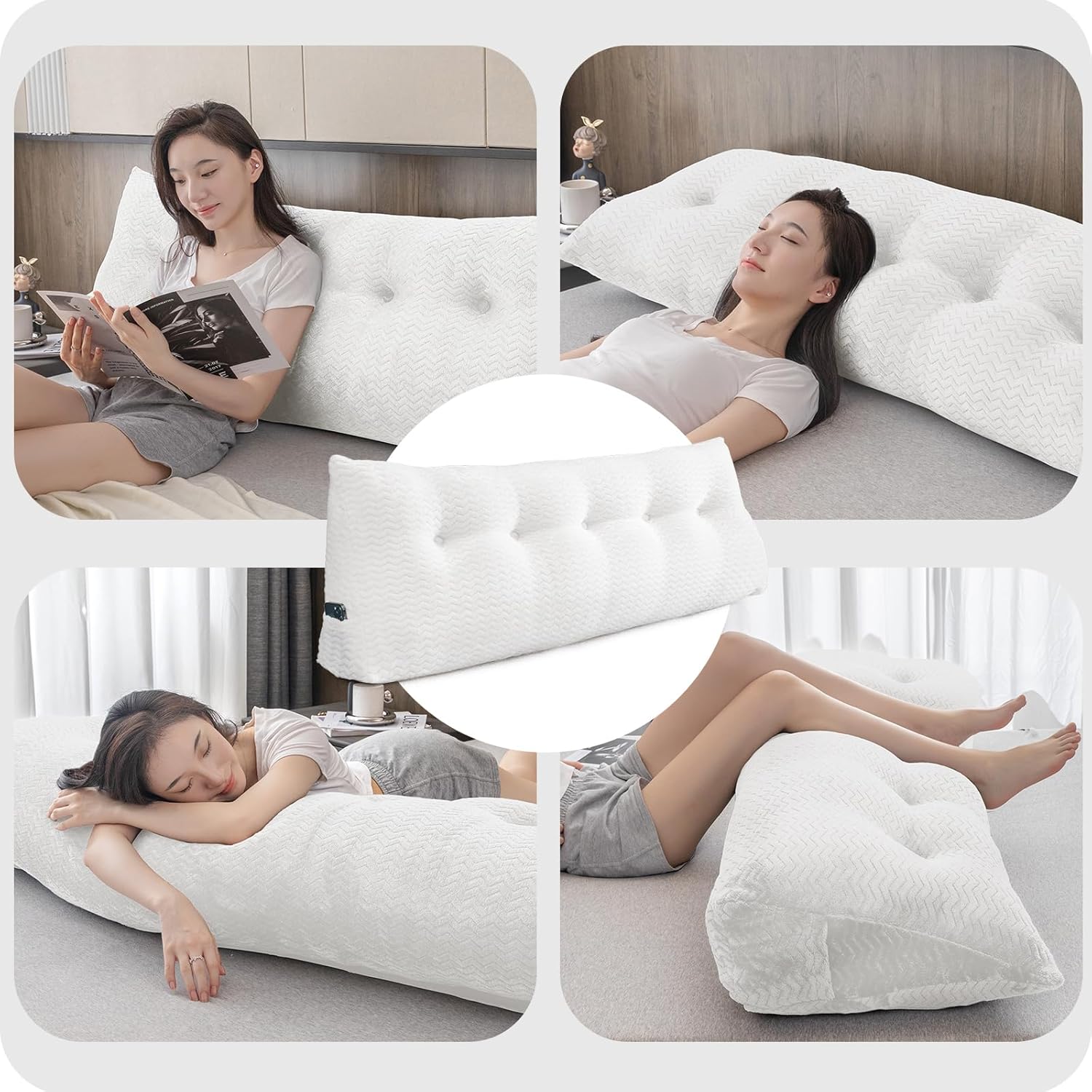 ZOEMO Cabecera triangular grande con respaldo de cuña y respaldo de posicionamiento, almohadas de lectura, almohadas de cuña para cama de día,