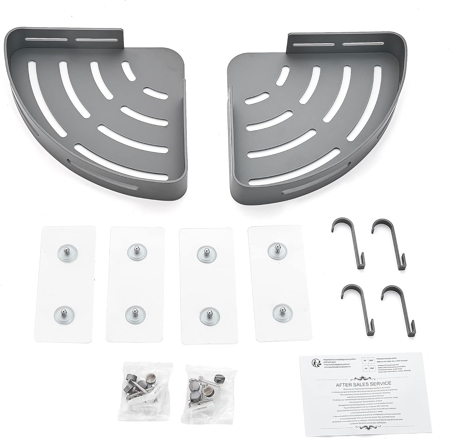 Hoomtaook Estante esquinero de ducha de 2 niveles, estantes de esquina de baño, estantes de esquina de baño, estantes de ducha adhesivos, estante de