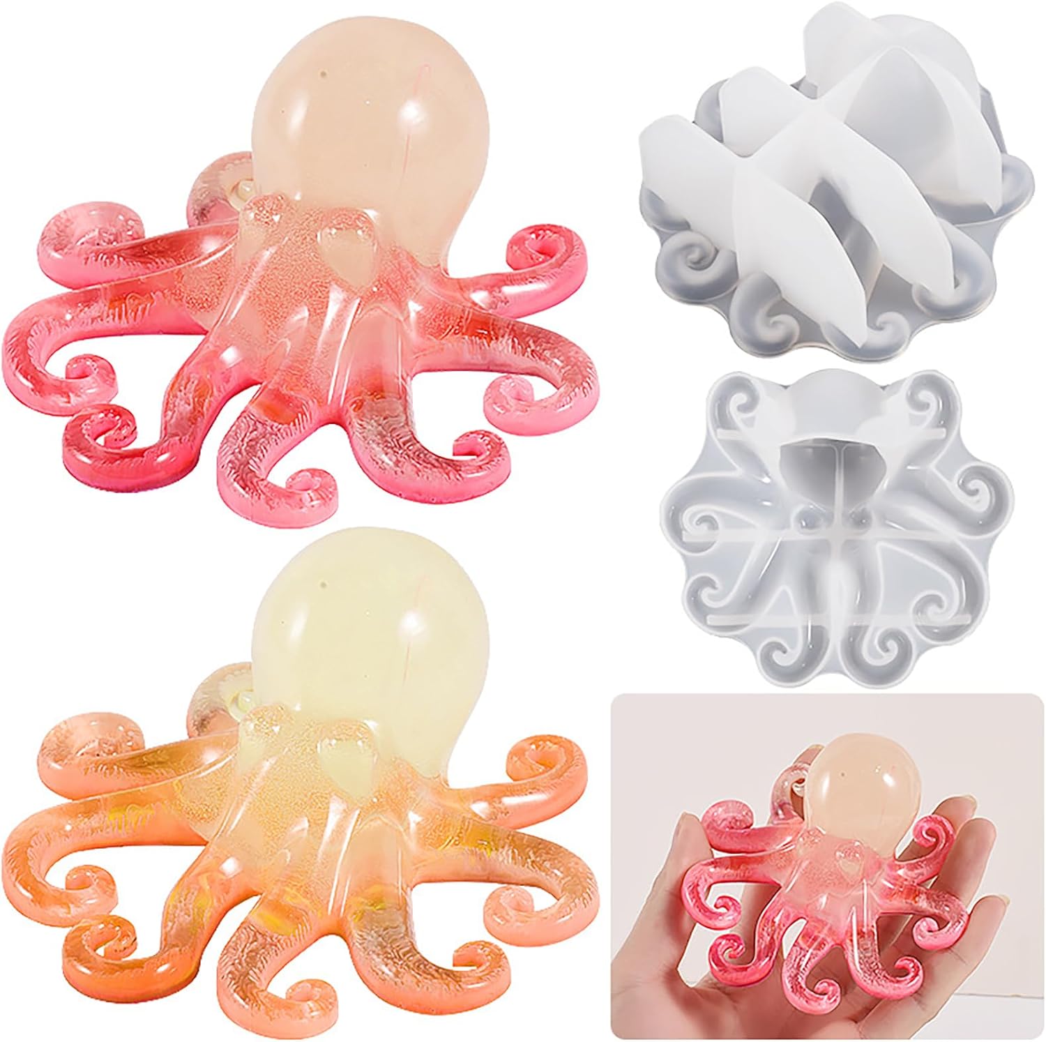 Molde de pulpo, molde de resina de pulpo, molde de vela de pulpo, moldes de fundición de resina para joyería de pulpo, molde de silicona hecho a