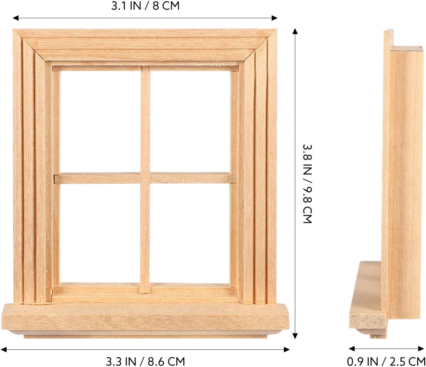 Toyvian Muebles de casa de muñecas Mini marco de ventana Modelo Pequeño marco de ventana de madera Muebles en miniatura Muñeca Mini ventana