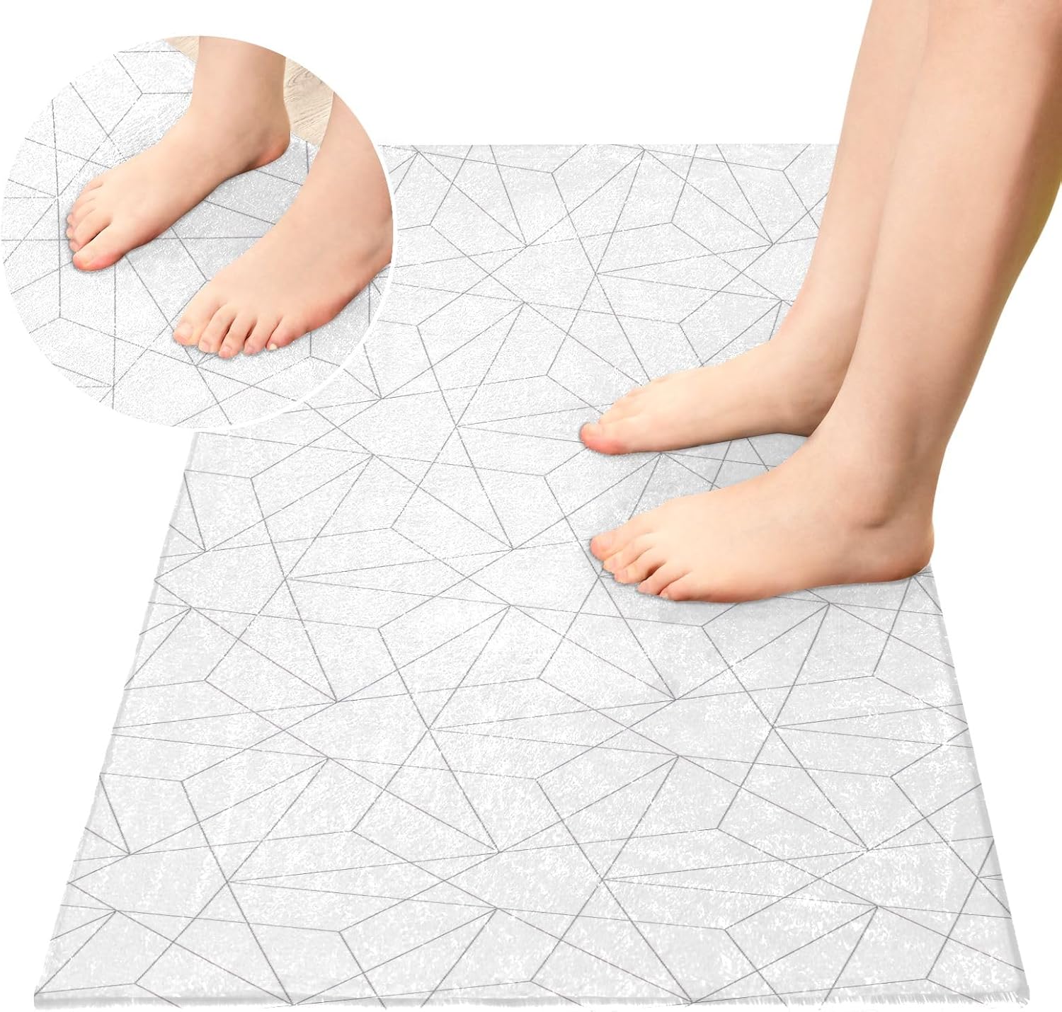 Joisal Tapetes de baño de felpa con patrón geométrico abstracto para suelo de baño, alfombra de baño absorbente antideslizante, alfombra de baño