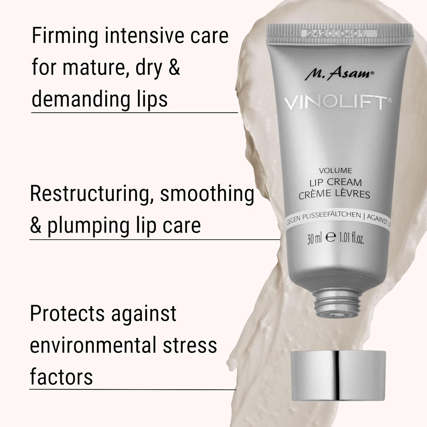 M. Asam VINOLIFT Volume Lip Cream  Cuidado de labios y volumen antiedad contra líneas finas de labios para pieles maduras y exigentes, cuidado de