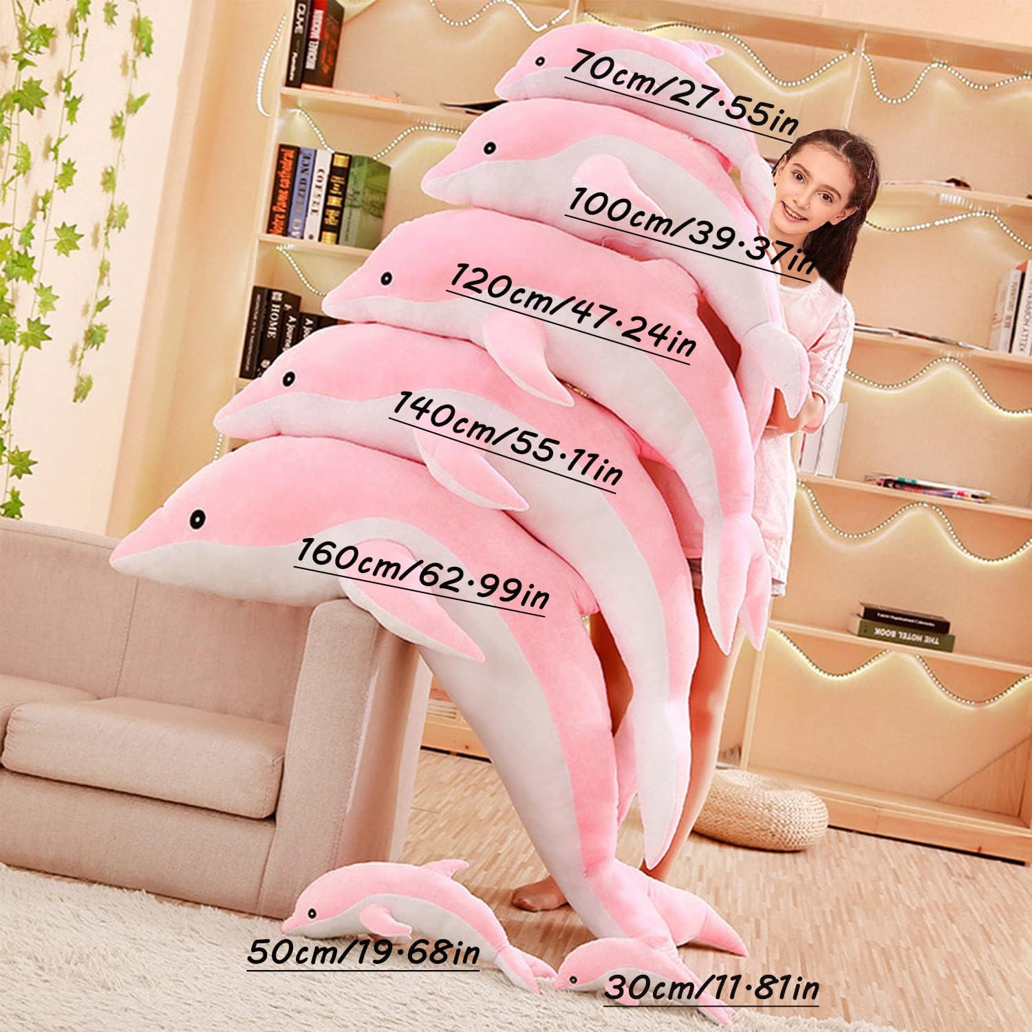 Almohada de peluche de delfín, súper suave, juguete de peluche de animales marinos, muñecas para niños y niñas, cojín para dormir, regalo (19.68