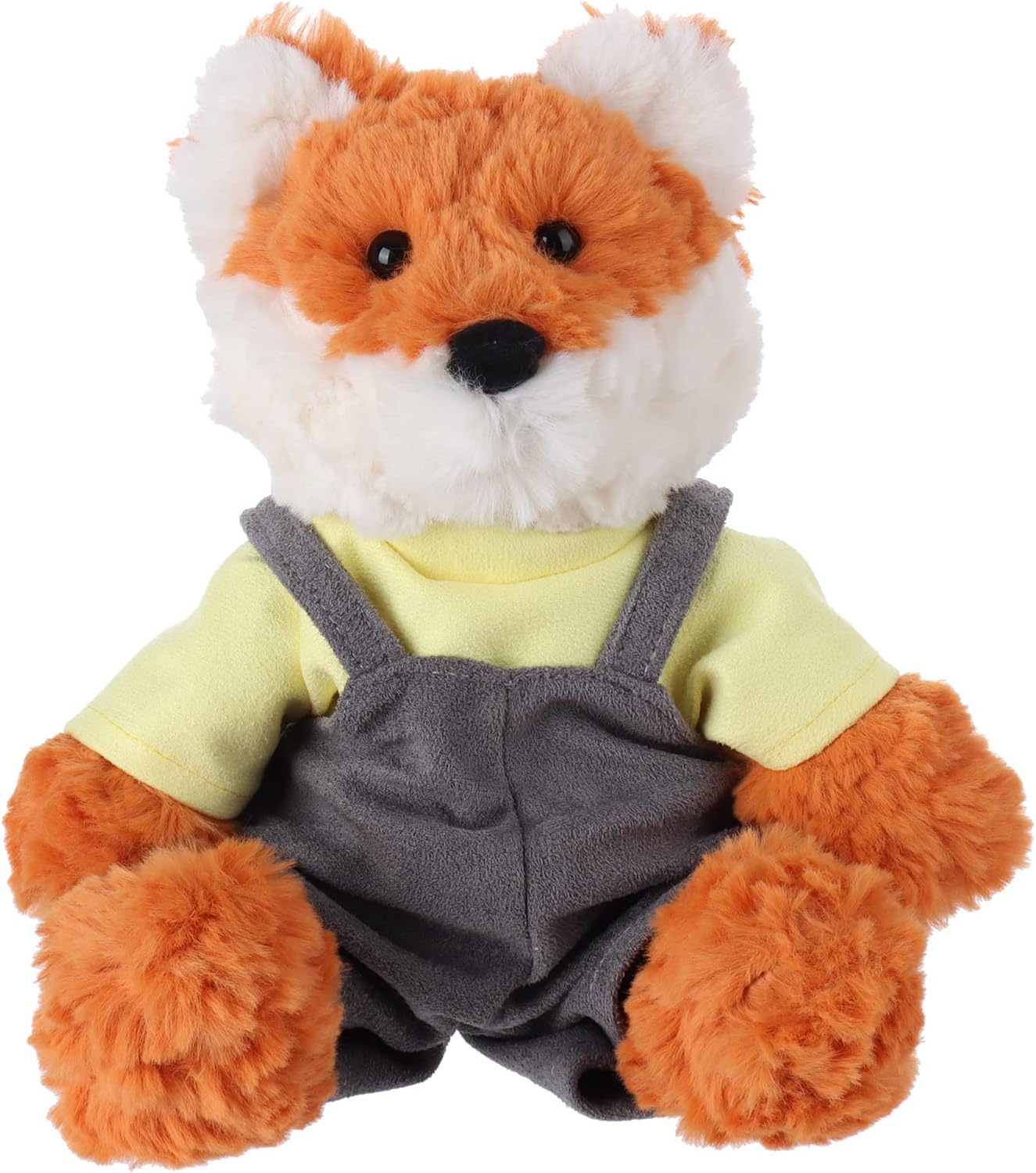 Apricot Lamb Juguetes de peluche de zorro naranja con ropa, animal de peluche suave, perfecto para niños de 8 pulgadas (camiseta amarilla y overol