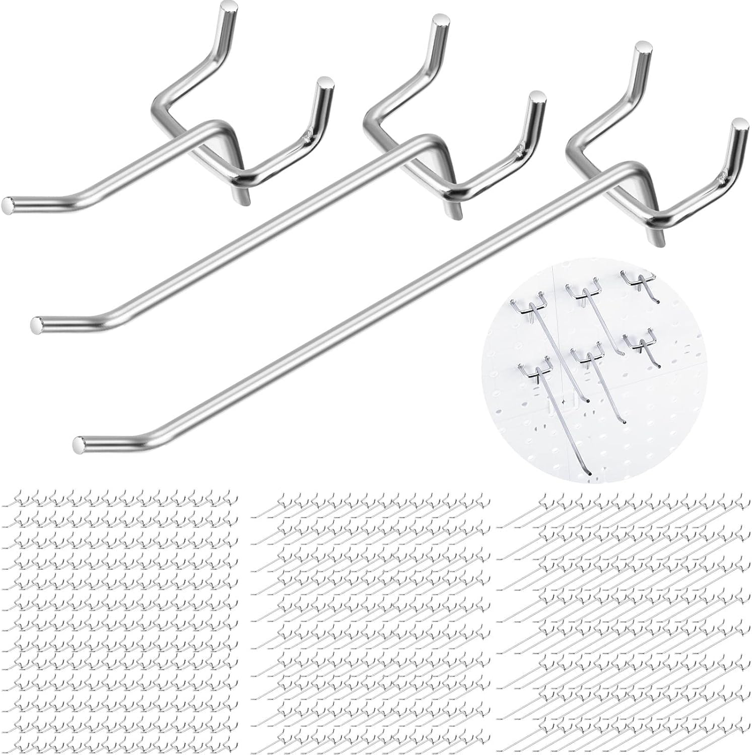 200 ganchos de tablero de clavijas para colgar de acero inoxidable, ganchos de clavijas, soportes de pared, accesorios de metal para garaje, hogar,