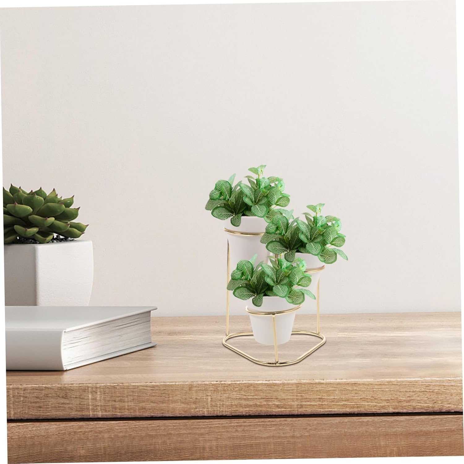 Yardwe 2 juegos de soporte para macetas de metal para plantas, maceta pequeña de cerámica, maceta, maceta, estante para maceta, cuenca, maceta,