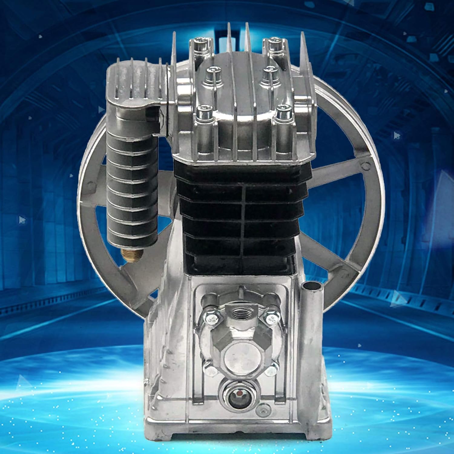 Bomba de compresor de aire 2HP, bomba de cabeza de compresor de aire de cilindro gemelo de pistón de 1.5KW, bomba lubricada de aceite de aluminio
