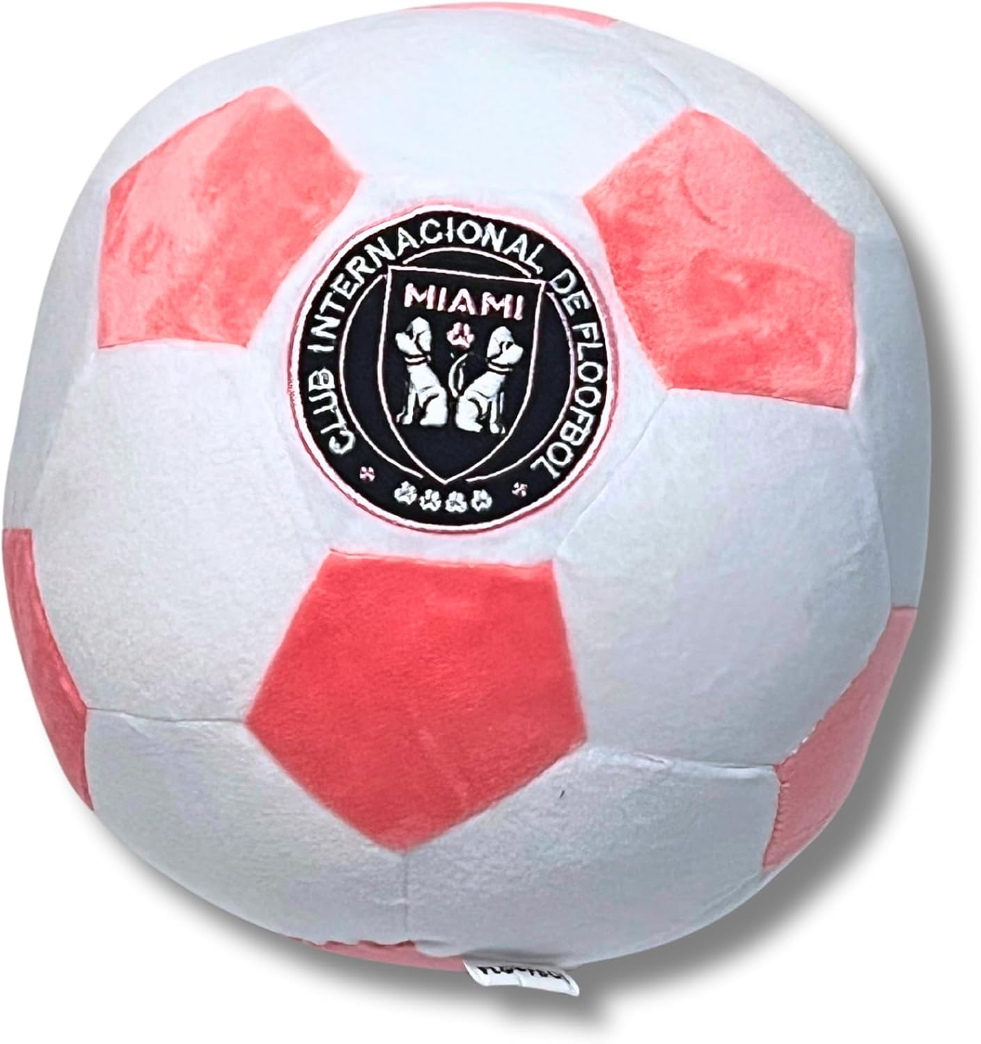 Floofbol Miami – Pelota de fútbol de felpa para perros, juguete de felpa para razas pequeñas, medianas y grandes, juguete de felpa chirriante para