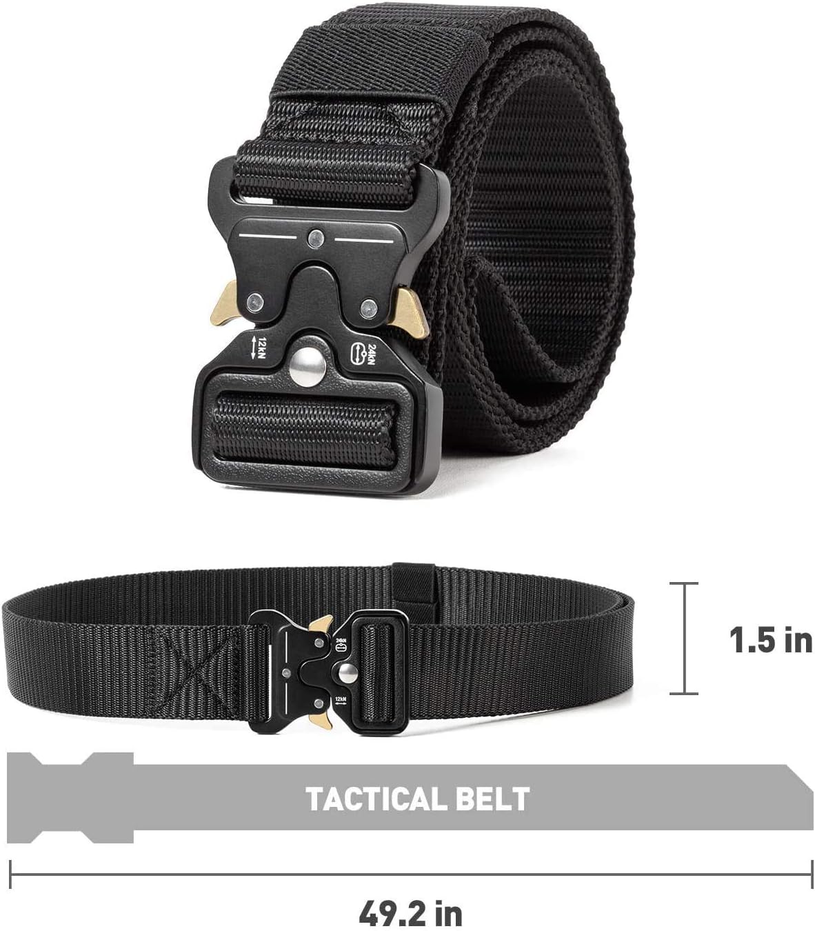 Cinturón táctico, estilo militar, correa de malla de malla resistente de liberación rápida, cinturón de hebilla de metal para hombres y mujeres