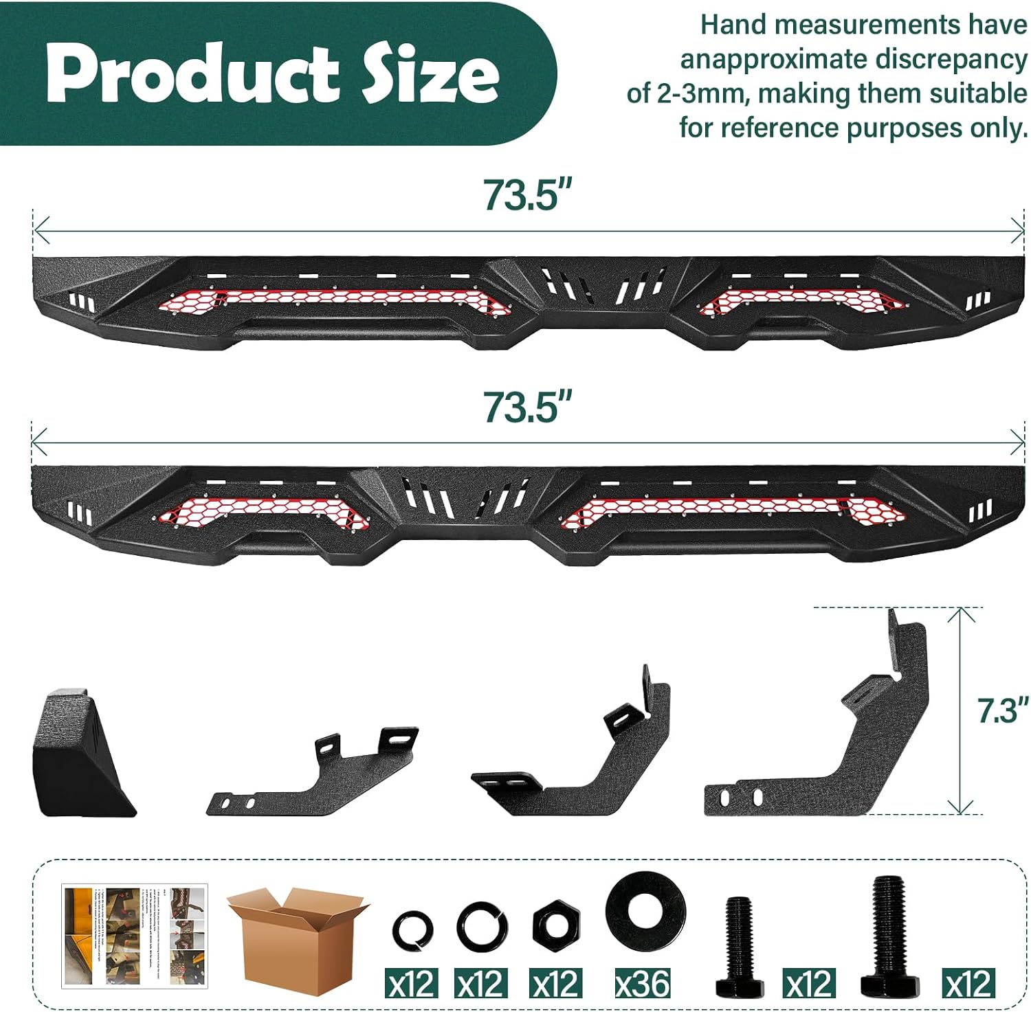 SUORTO – Estribos laterales compatibles con Ford Bronco de 4 puertas 2021 2022 2023 2024, barras Nerf de acero resistente para pintar, placas