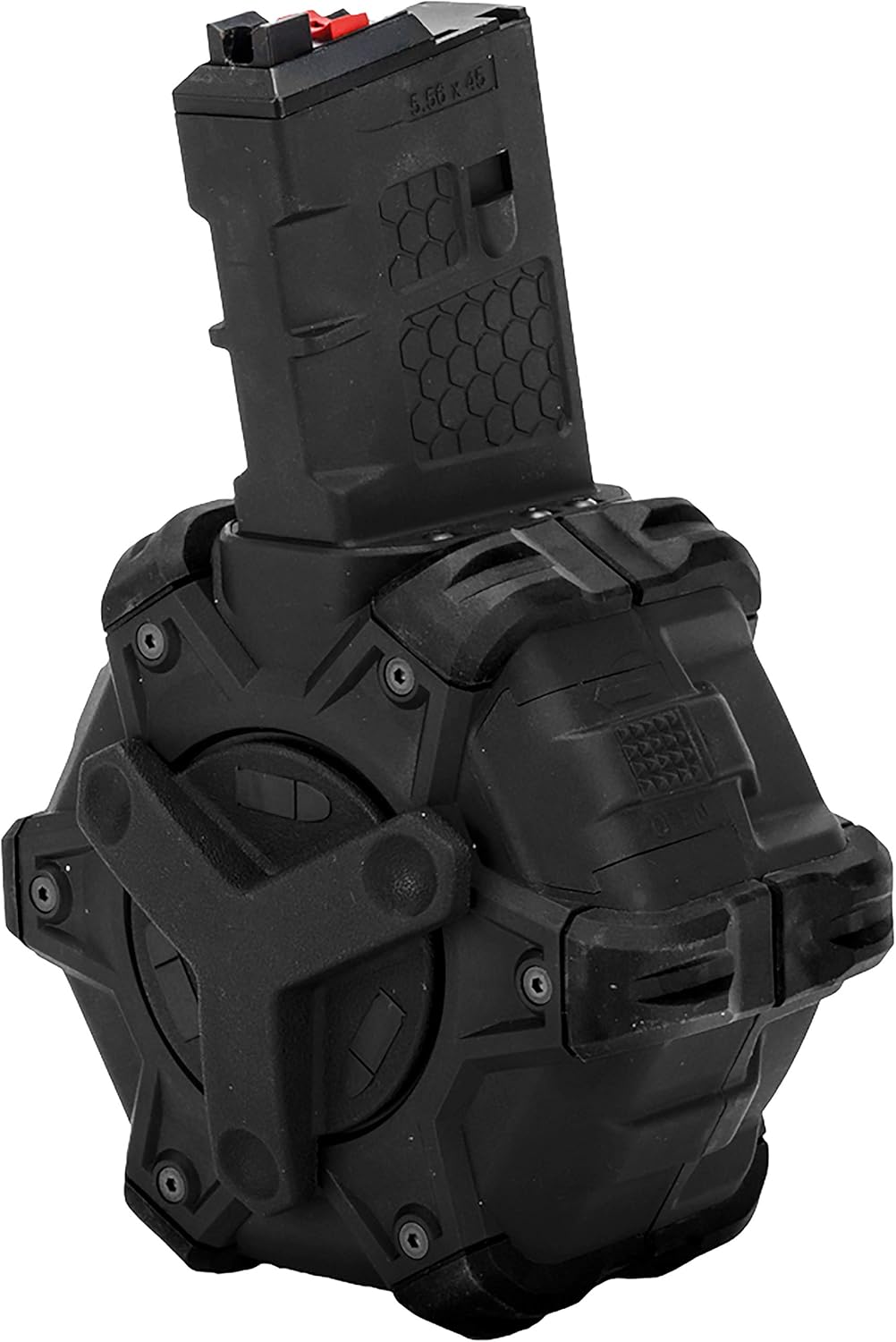 Evike Airsoft AW – Tambor personalizado Airsoft Mag para pistolas y rifles de aire comprimido de gas (modelo WE Open Cycling M4  Negro)