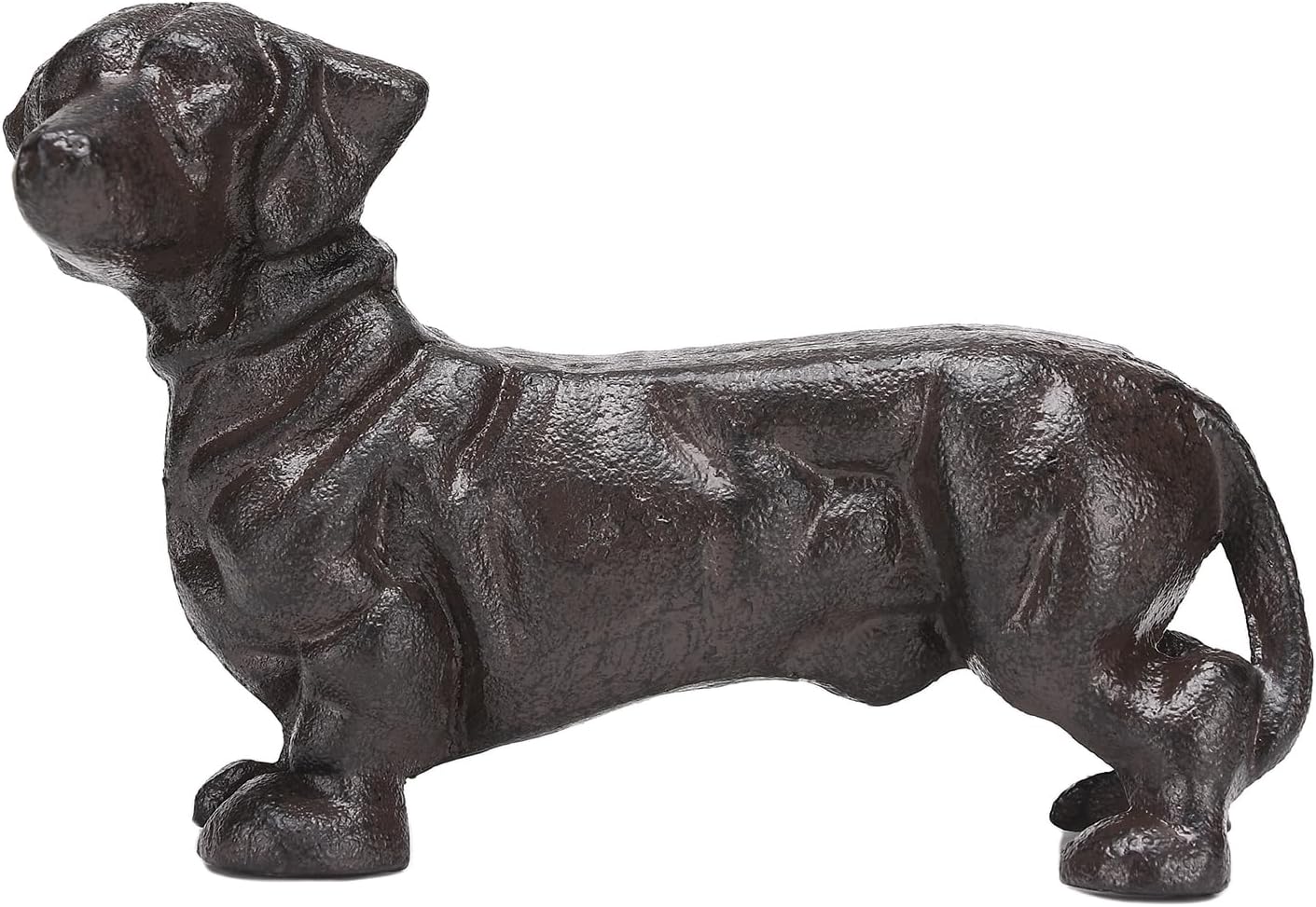 BRASSTAR Cabeza giratoria de hierro fundido para mirar al perro salchicha estatua de mascota pisapapeles lindo cachorro estatuilla regalo jardín