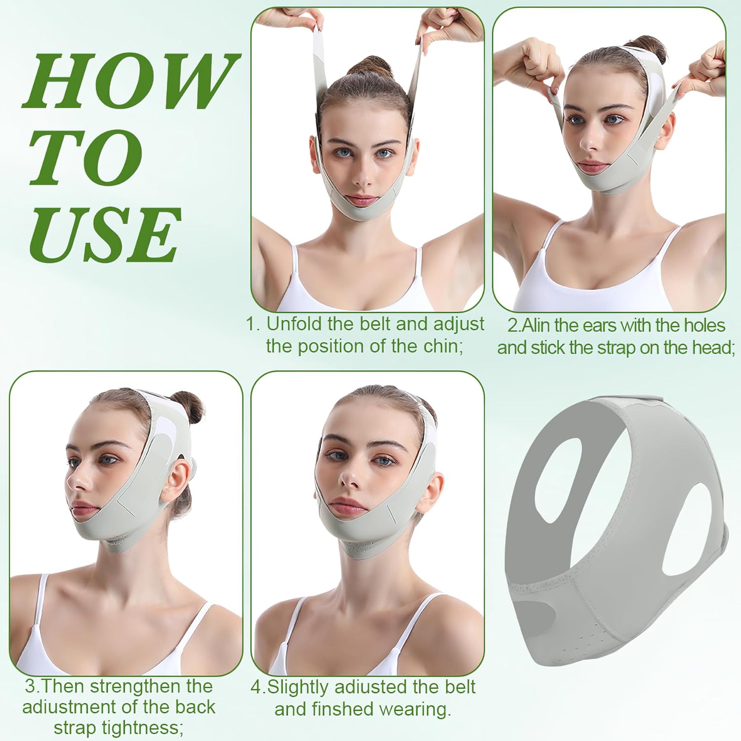 Cinturón de levantamiento facial, correa de elevación facial calmante y cómoda banda de estiramiento facial, efecto refrescante, levantamiento de