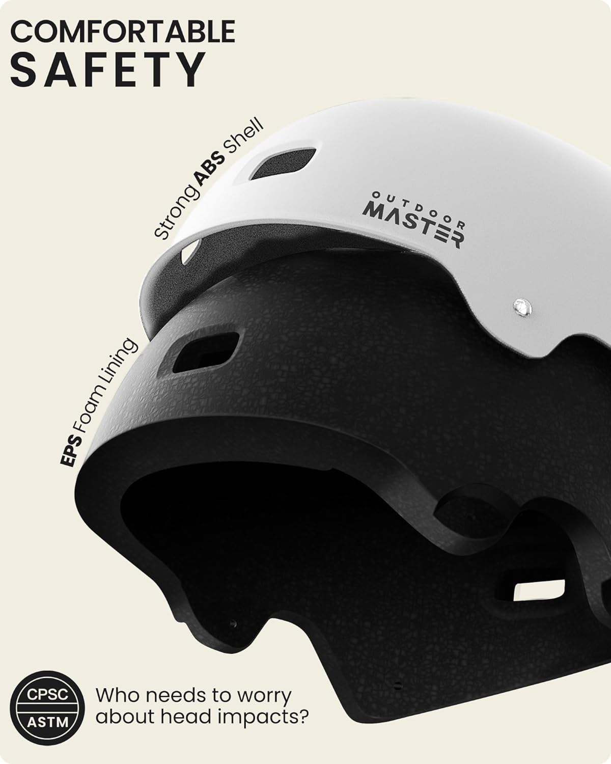 OutdoorMaster – Casco de patineta o bicicleta, con dos forros extraíbles y ventilación, para varios deportes, patinaje, patinaje en línea, para