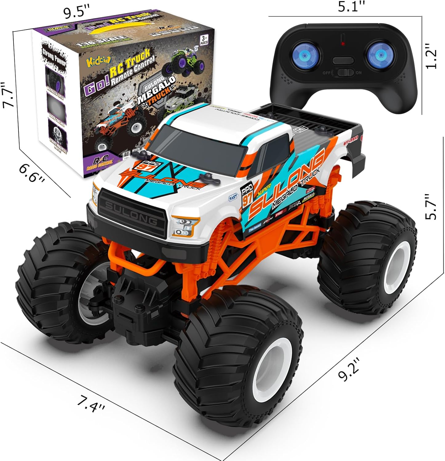 Auto a control remoto, camión monstruo a control remoto a escala 116 para niños, autos RC todo terreno de 2.4 GHz para niños y niñas 4-7 8-12,