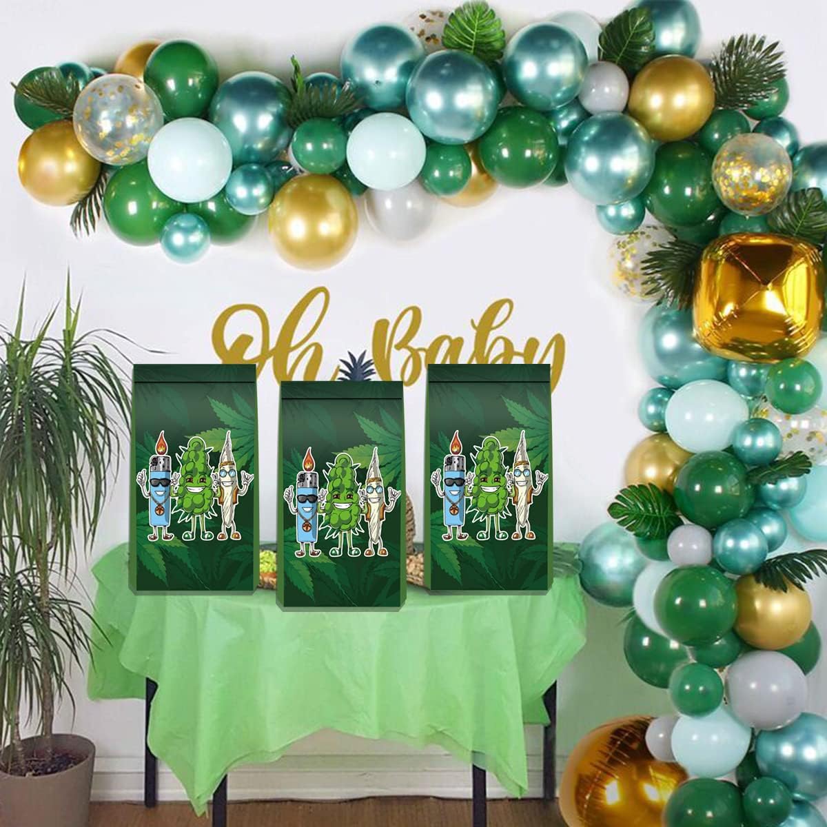 SNIMICS Suministros de fiesta de hojas de maceta, bolsas de fiesta de hojas de hierba para decoración de fiesta de cumpleaños con temática de hojas