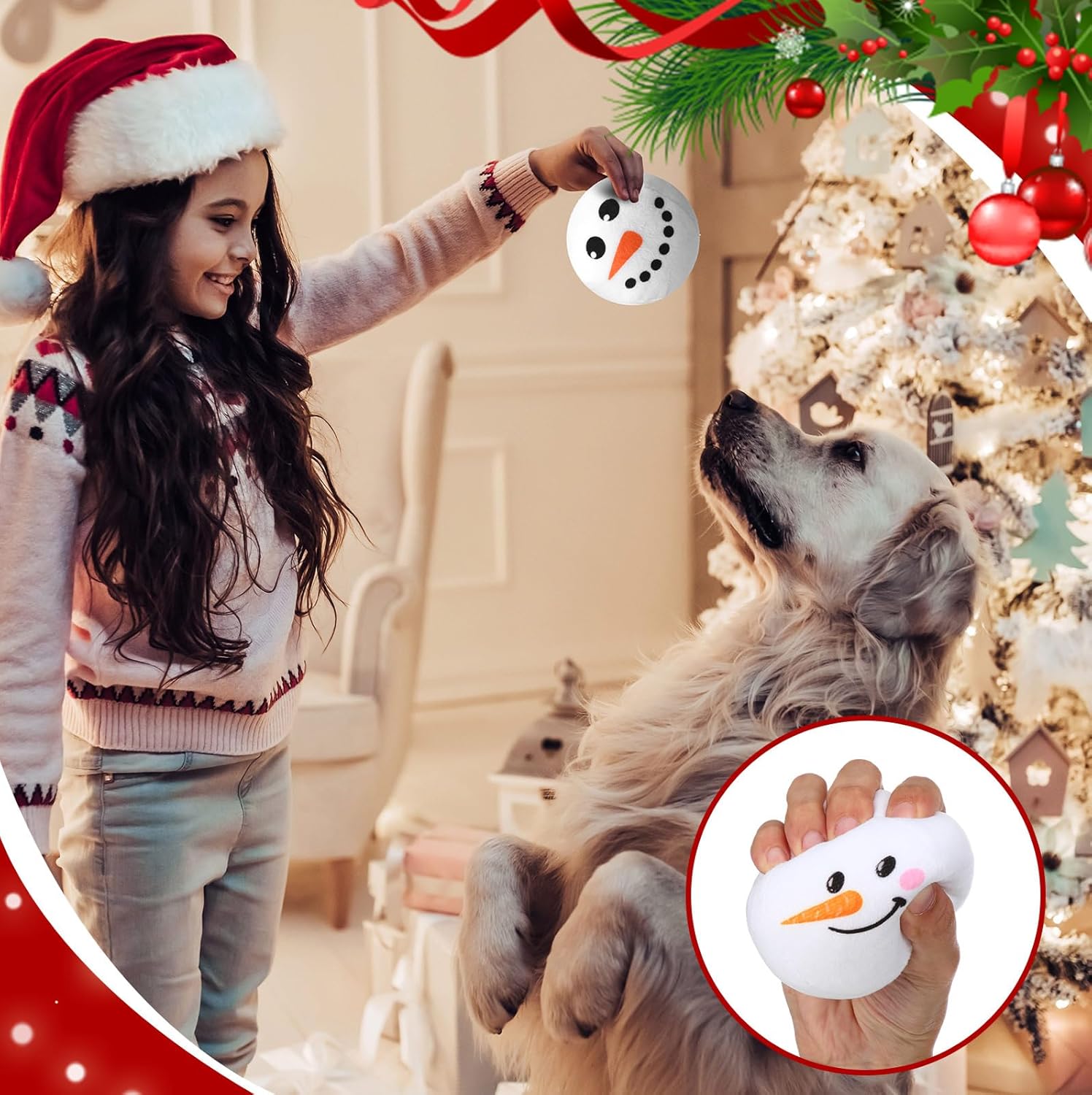 24 juguetes de Navidad para perros de 3.15 pulgadas de peluche de Navidad, pelotas de tenis de Navidad para perros pequeños, medianos y grandes,