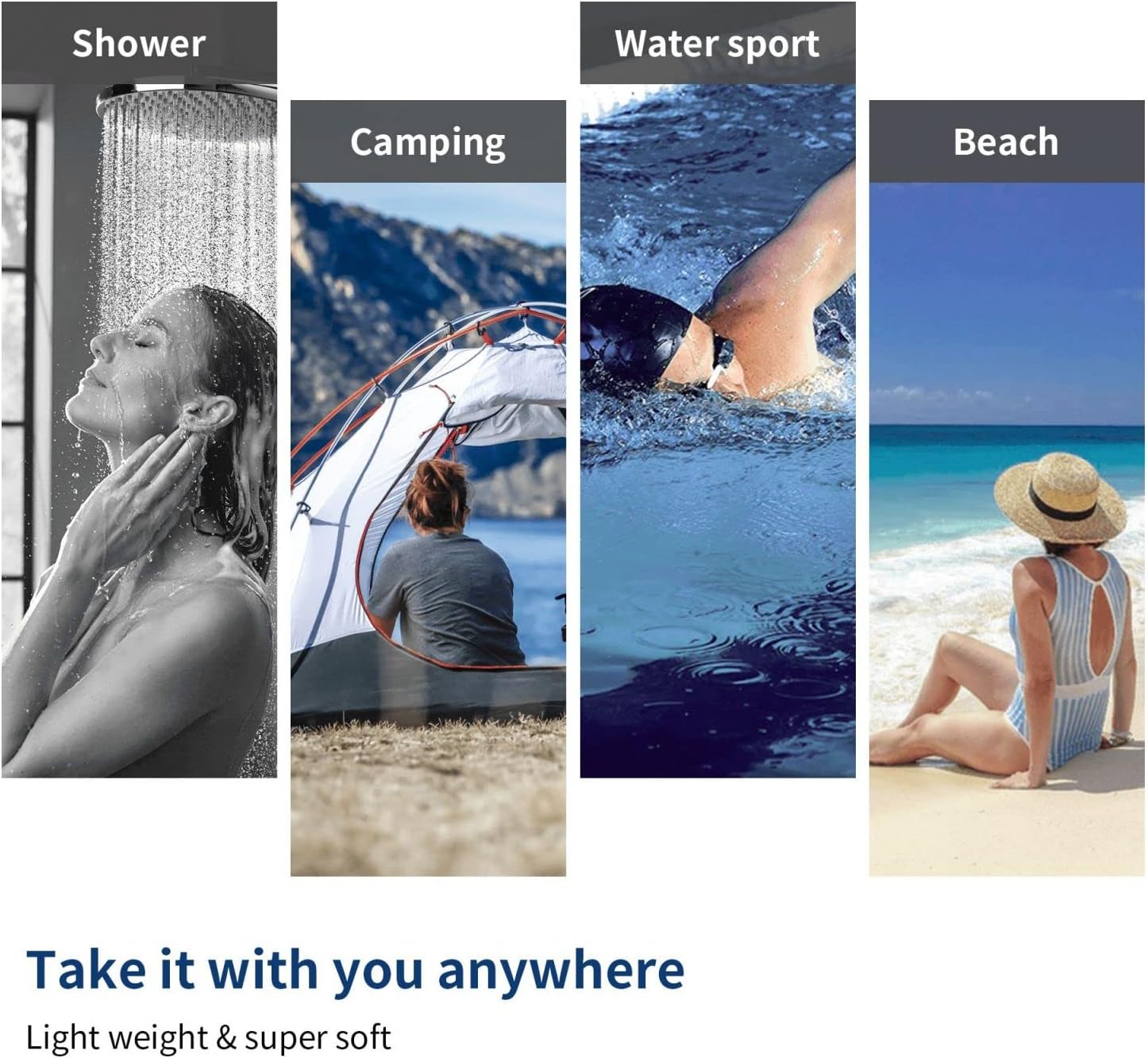 Toalla de baño con diseño de campanilla de Navidad, con copos de nieve, toallas de playa suaves y absorbentes, de secado rápido, calidad de hotel de